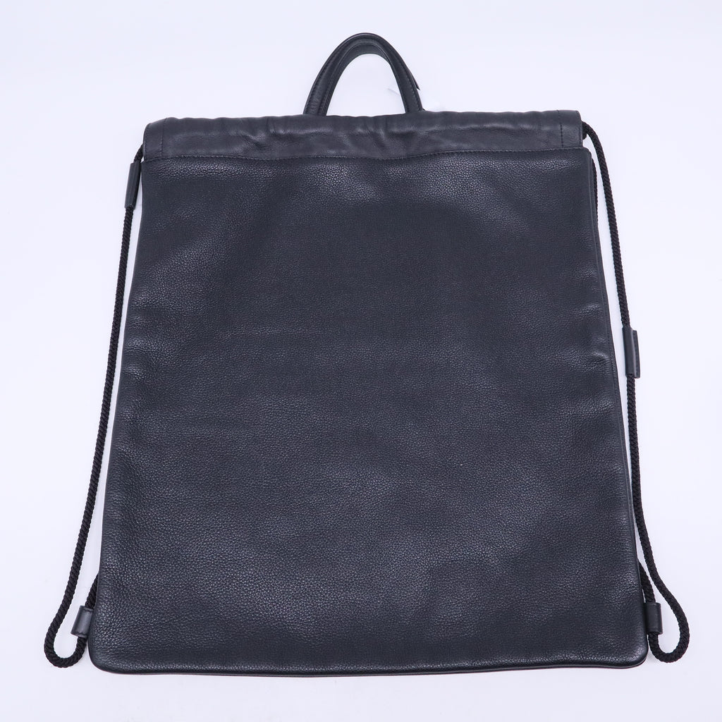 Calfskin Coco Capitan Logo Drawstring Backpack Black