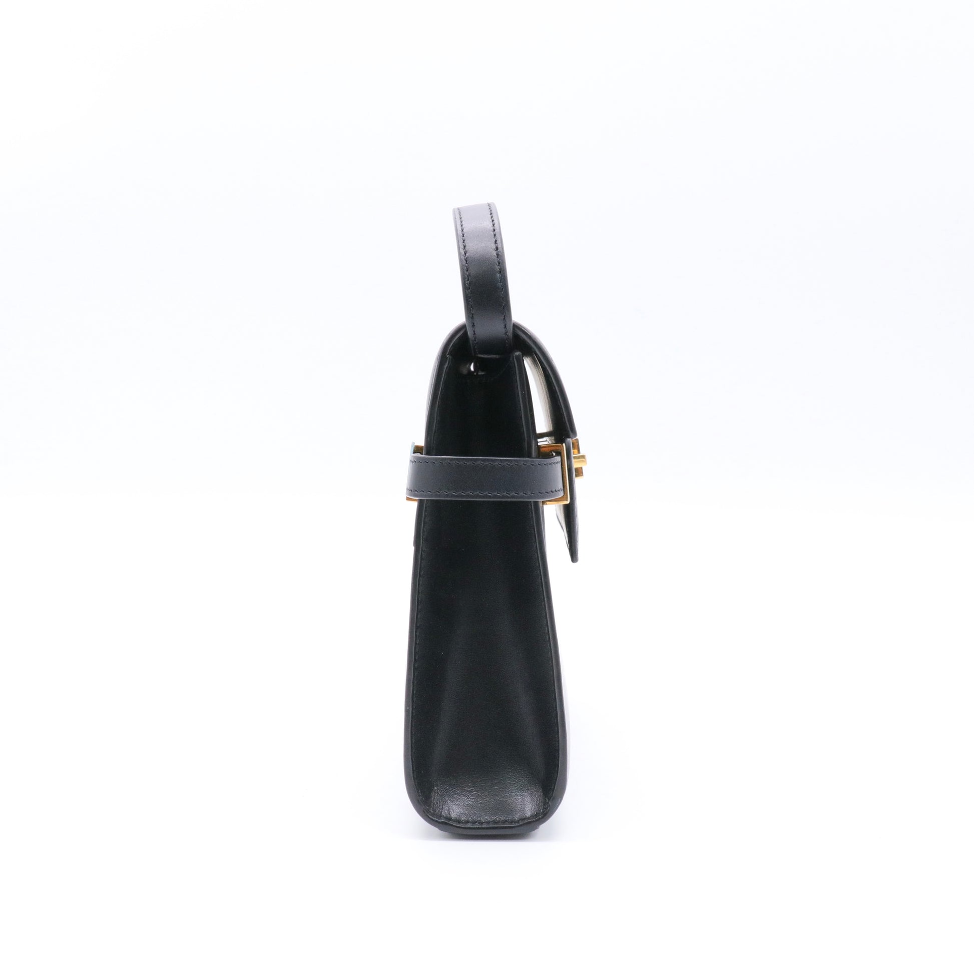 Smooth Calfskin Small Manhattan Shoulder Bag Black twins