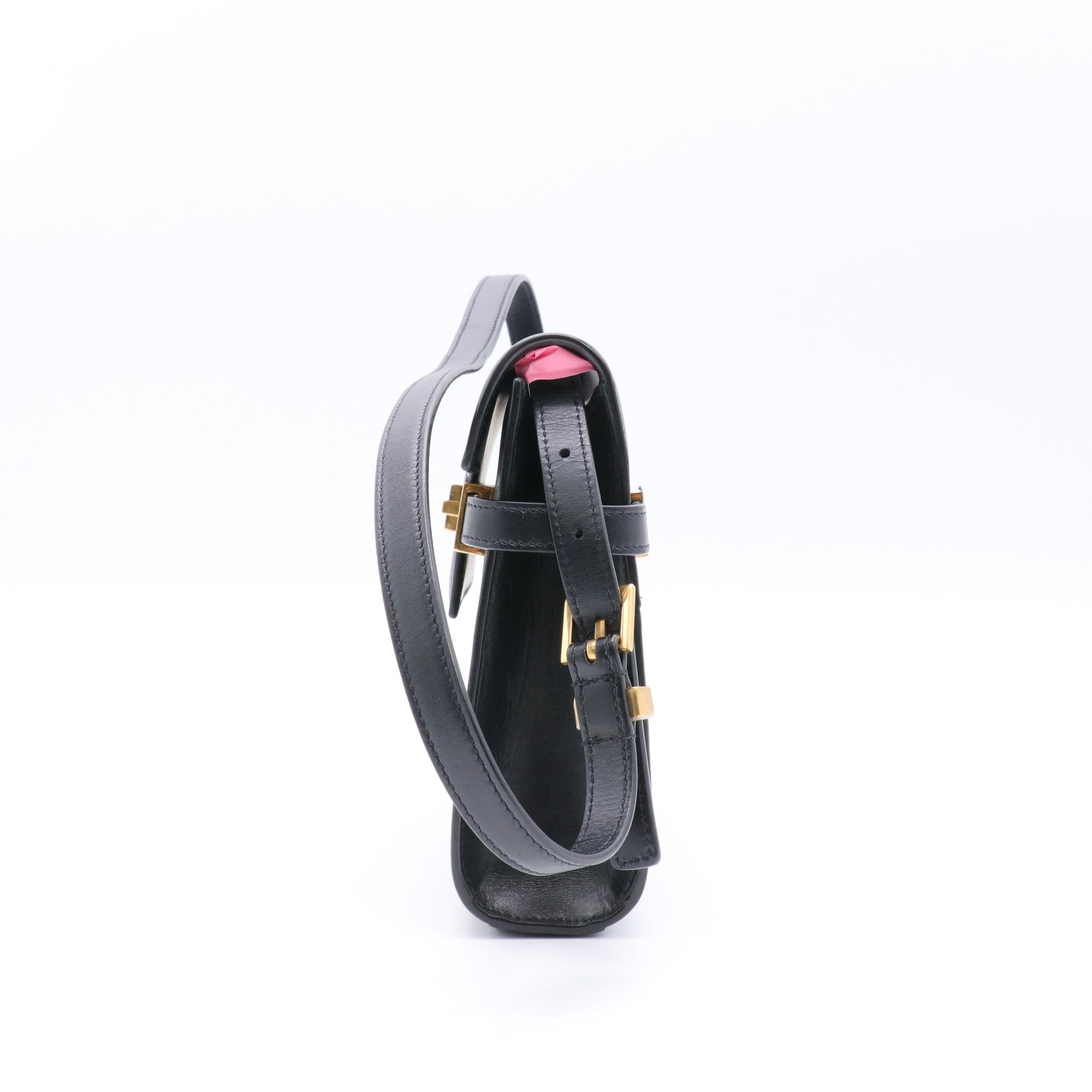 Smooth Calfskin Small Manhattan Shoulder Bag Black twins