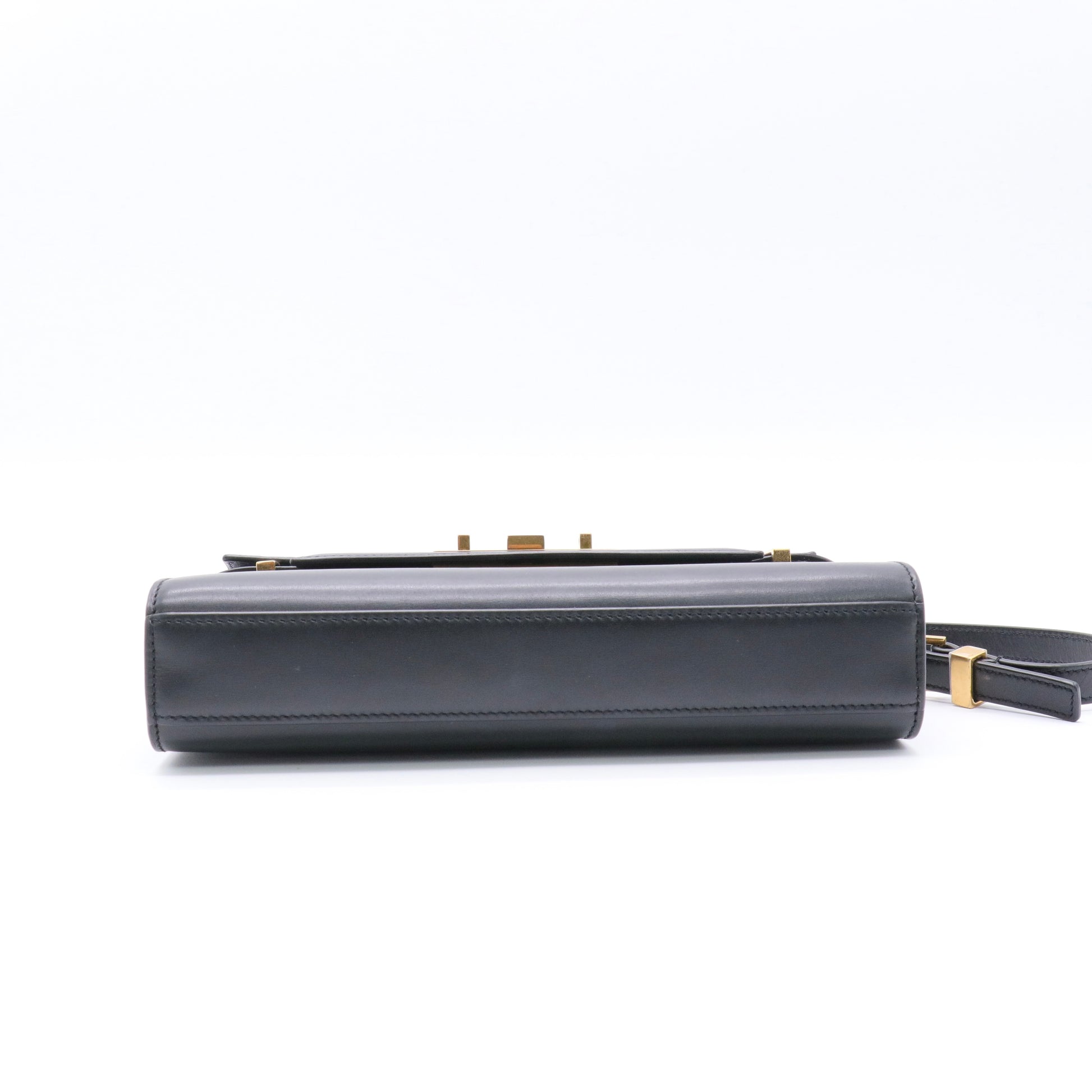 Smooth Calfskin Small Manhattan Shoulder Bag Black twins