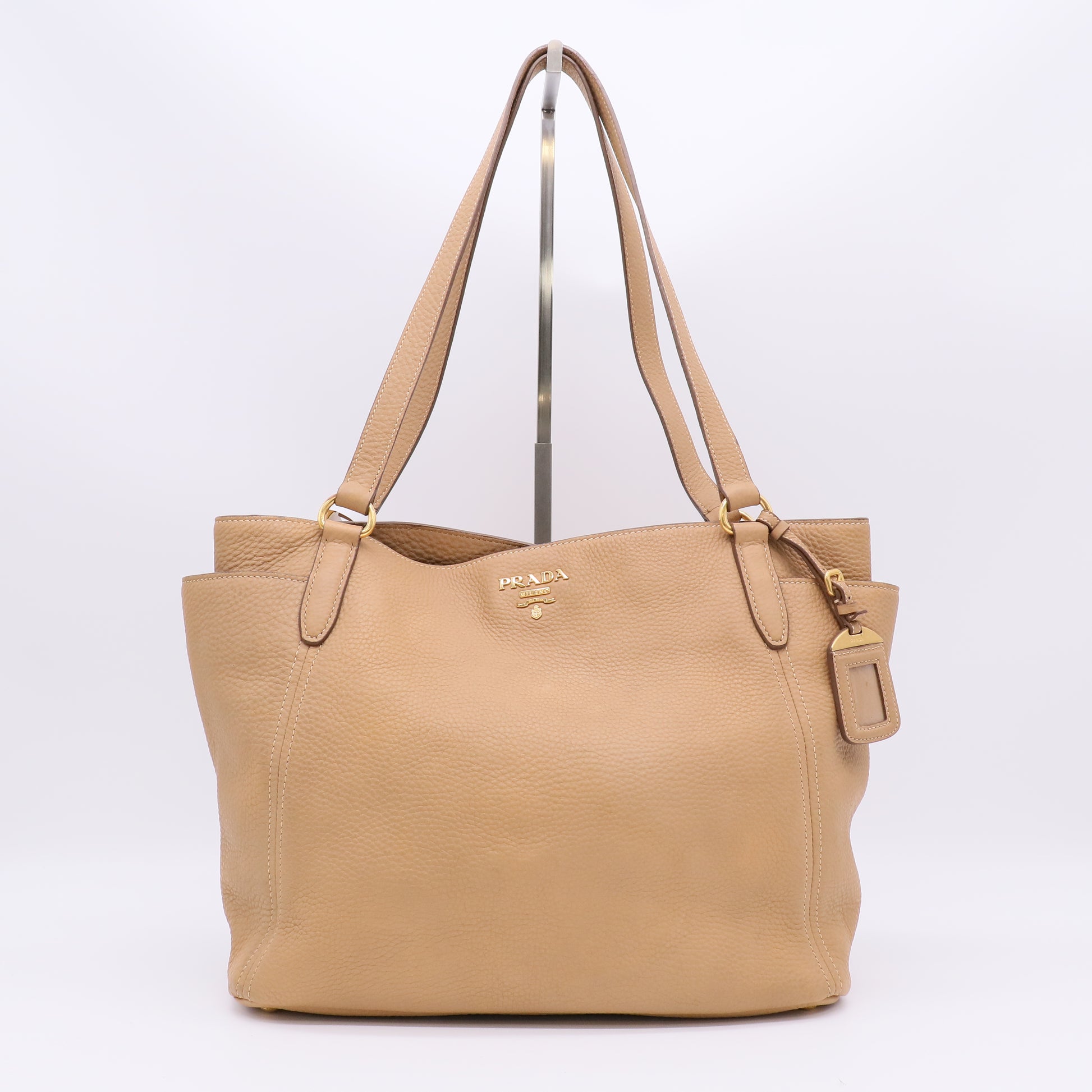 Prada Vitello Daino Leather Side-Pocket Tote Bag B22922