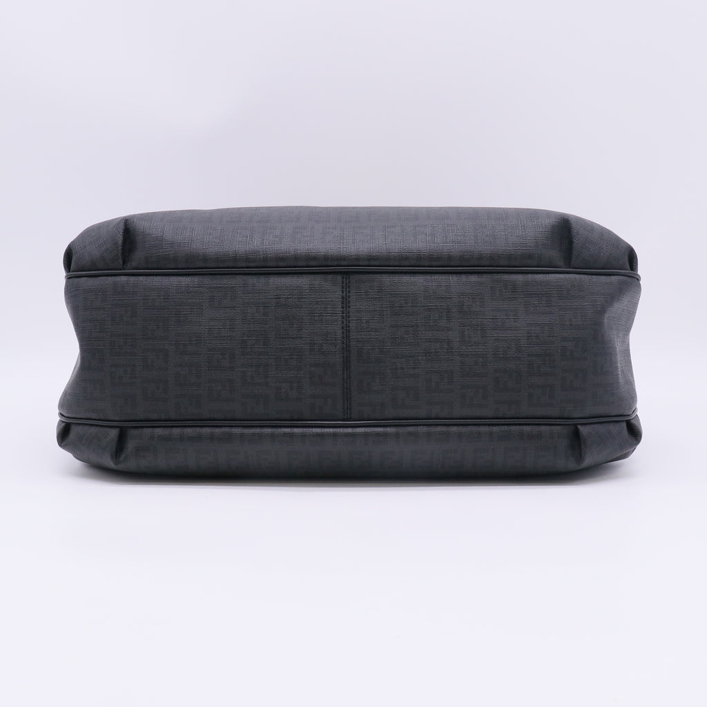 Fendi Black Zucchino Coated Canvas and Leather Chiusura Tote B23726