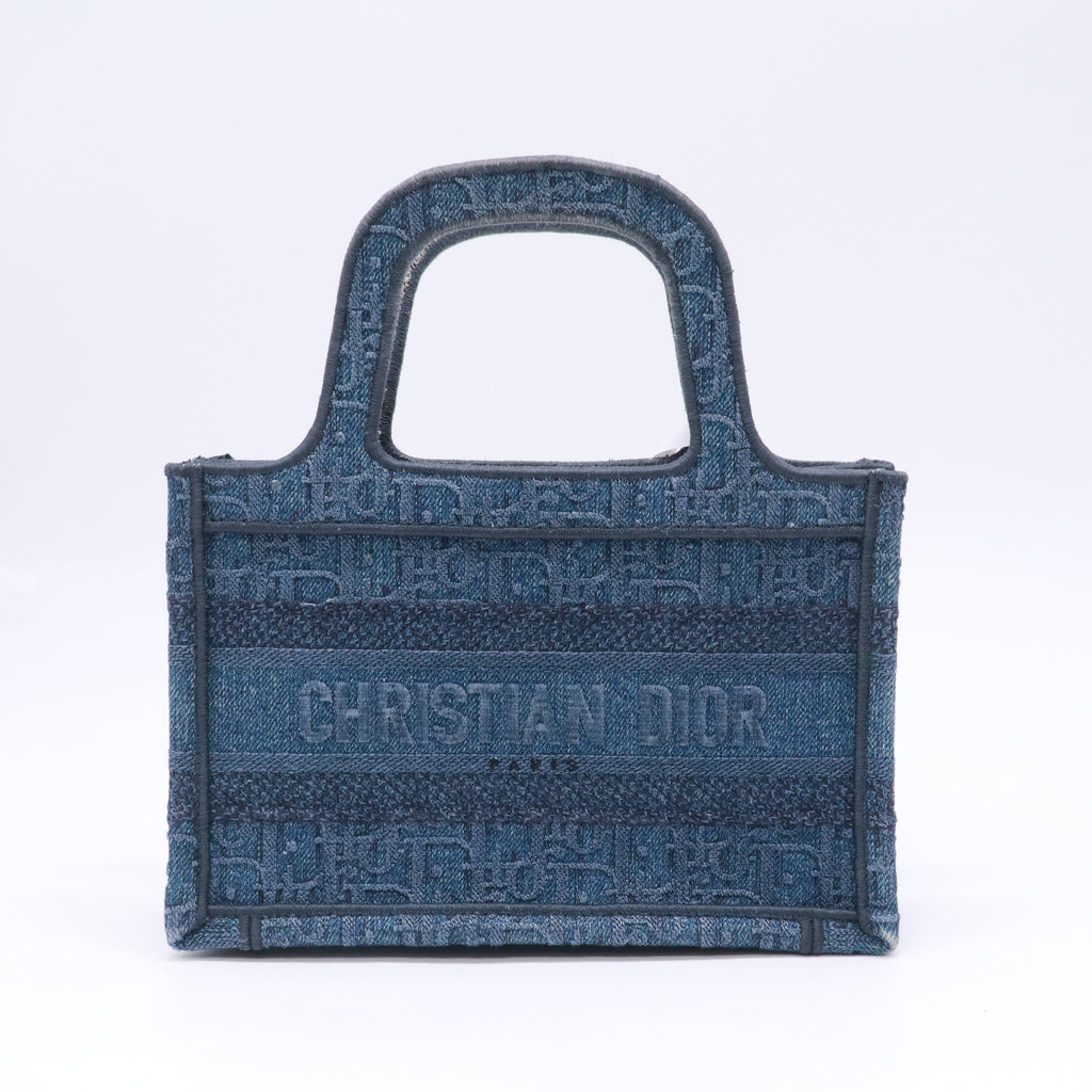 Christian Dior Oblique Denim Mini Book Tote Blue B23843