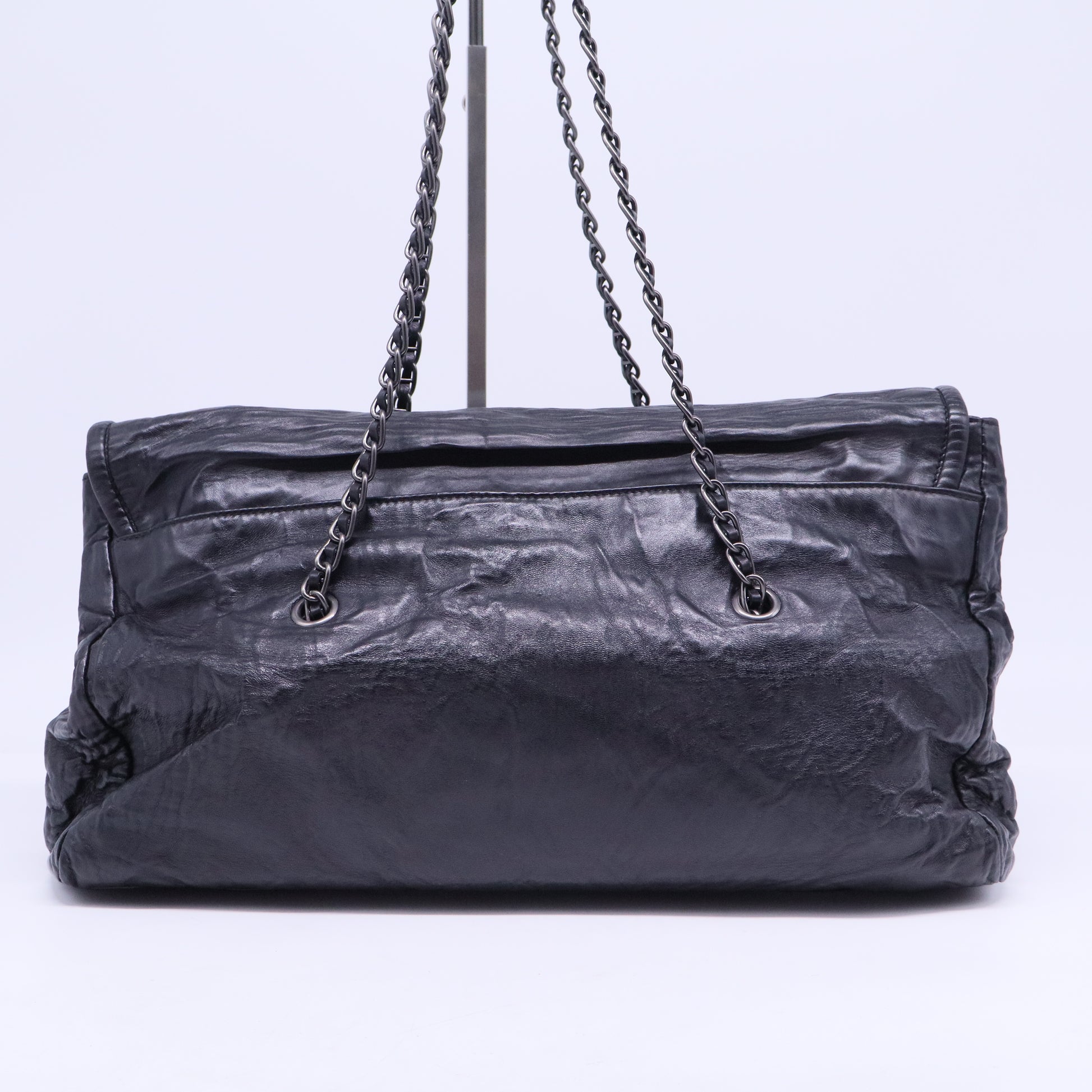 Shoulder Bag Pull Up Leather Black