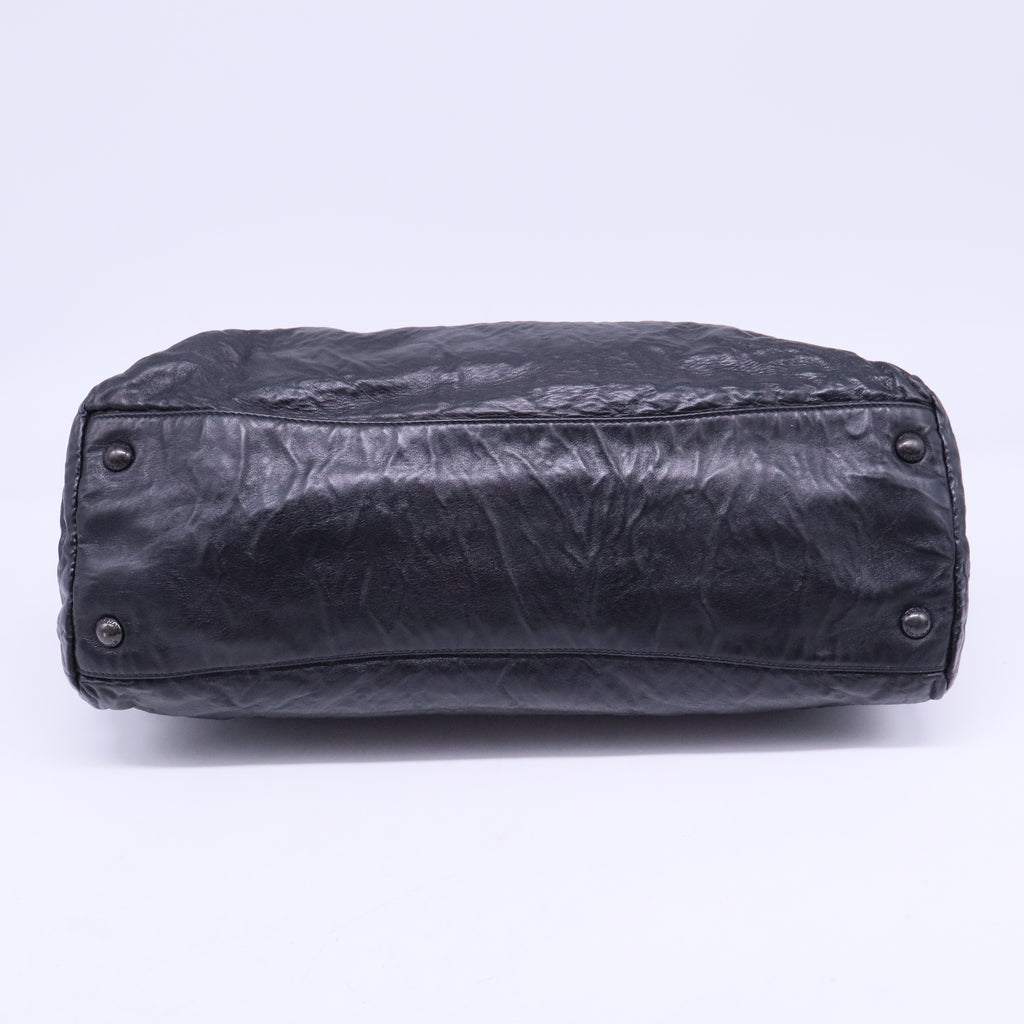 Shoulder Bag Pull Up Leather Black