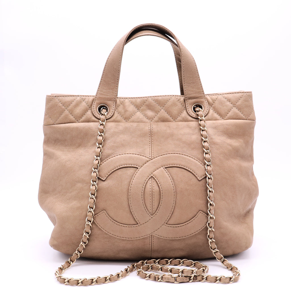 Chanel Gold Leather Large Trianon Tote