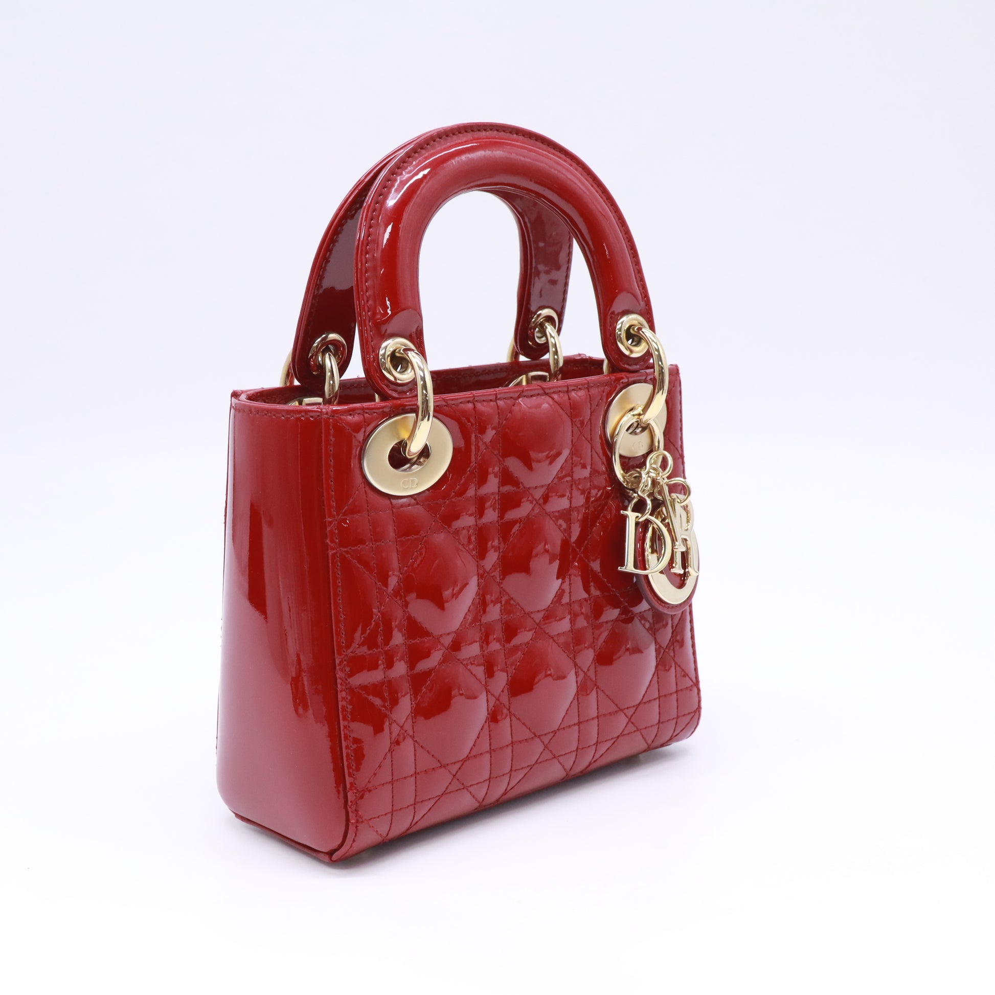 Mini Lady Dior Bag in Cherry Red Patent Cannage Calfskin B23890