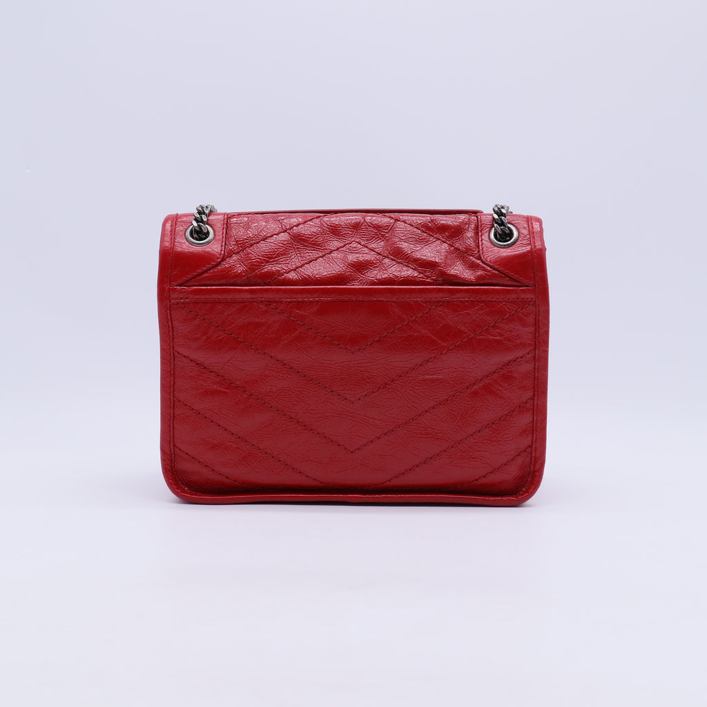 Crinkled Calfskin Matelasse Monogram Baby Niki Chain Satchel B21752