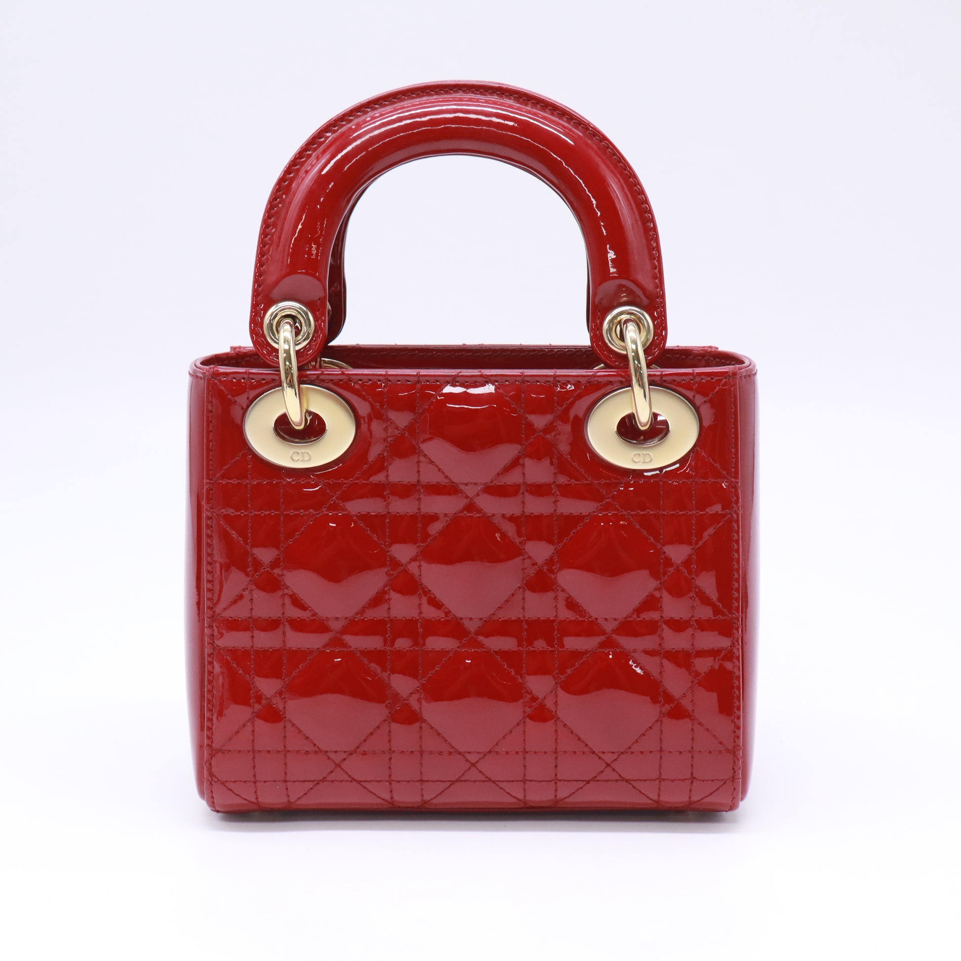 Mini Lady Dior Bag in Cherry Red Patent Cannage Calfskin B23890