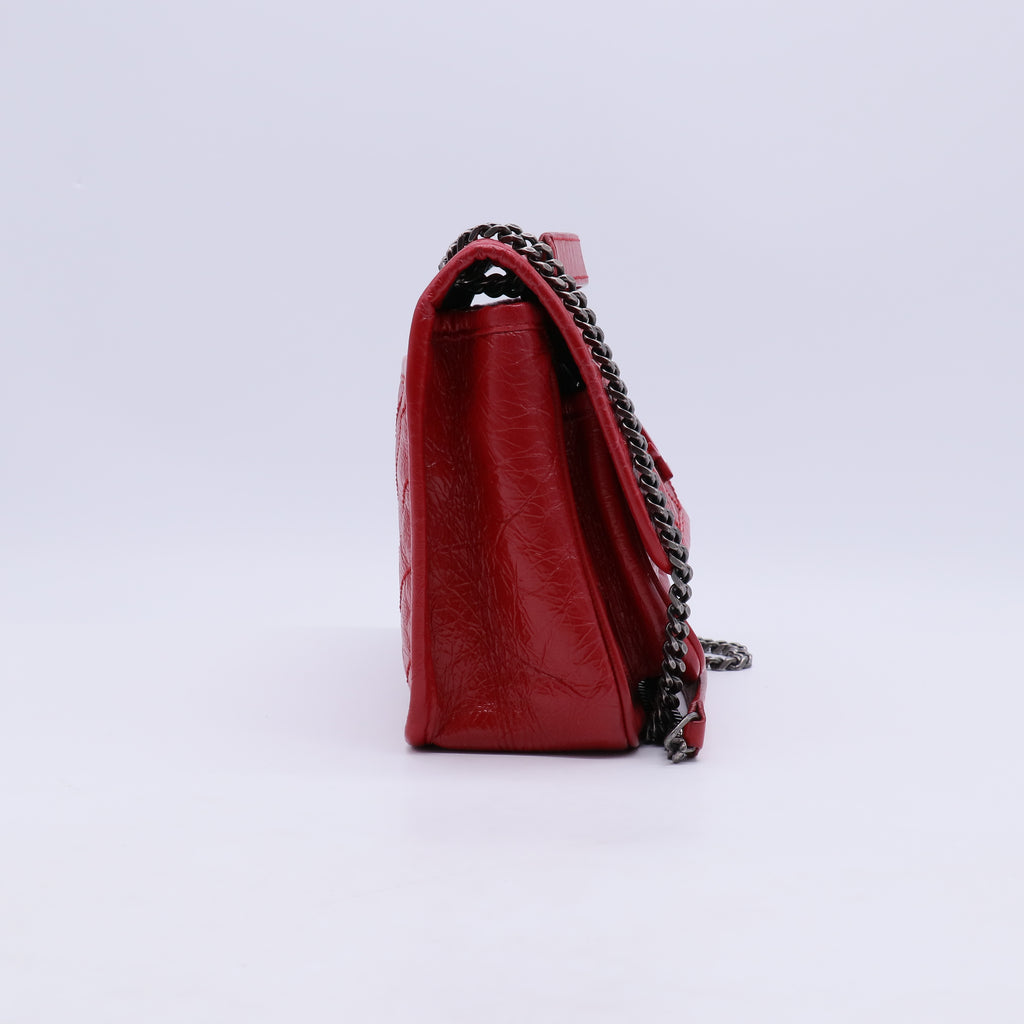 Crinkled Calfskin Matelasse Monogram Baby Niki Chain Satchel B21752