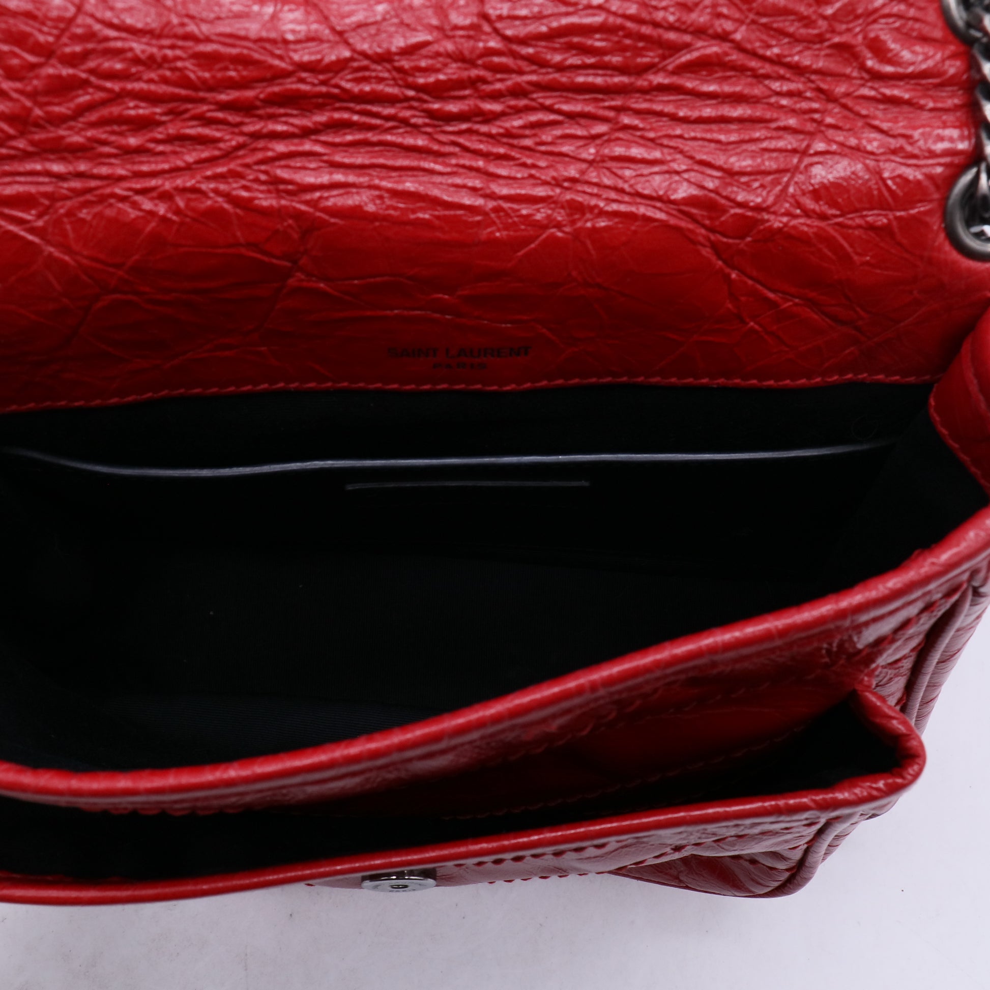 Crinkled Calfskin Matelasse Monogram Baby Niki Chain Satchel B21752