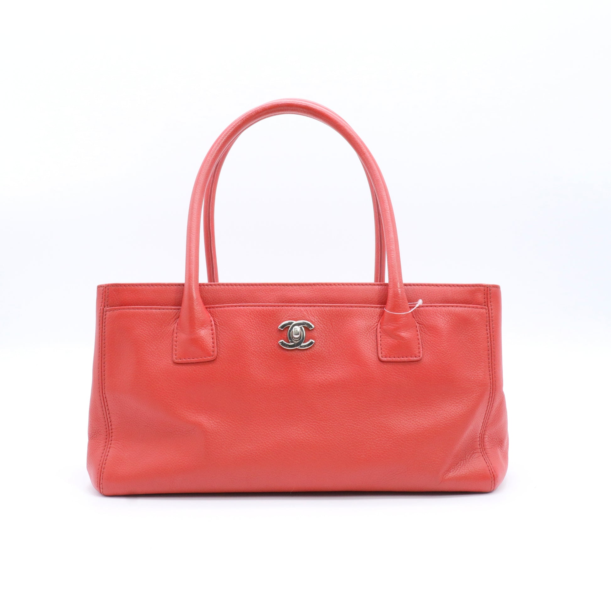 Calfskin Small Cerf Executive Shopper Tote Red twins