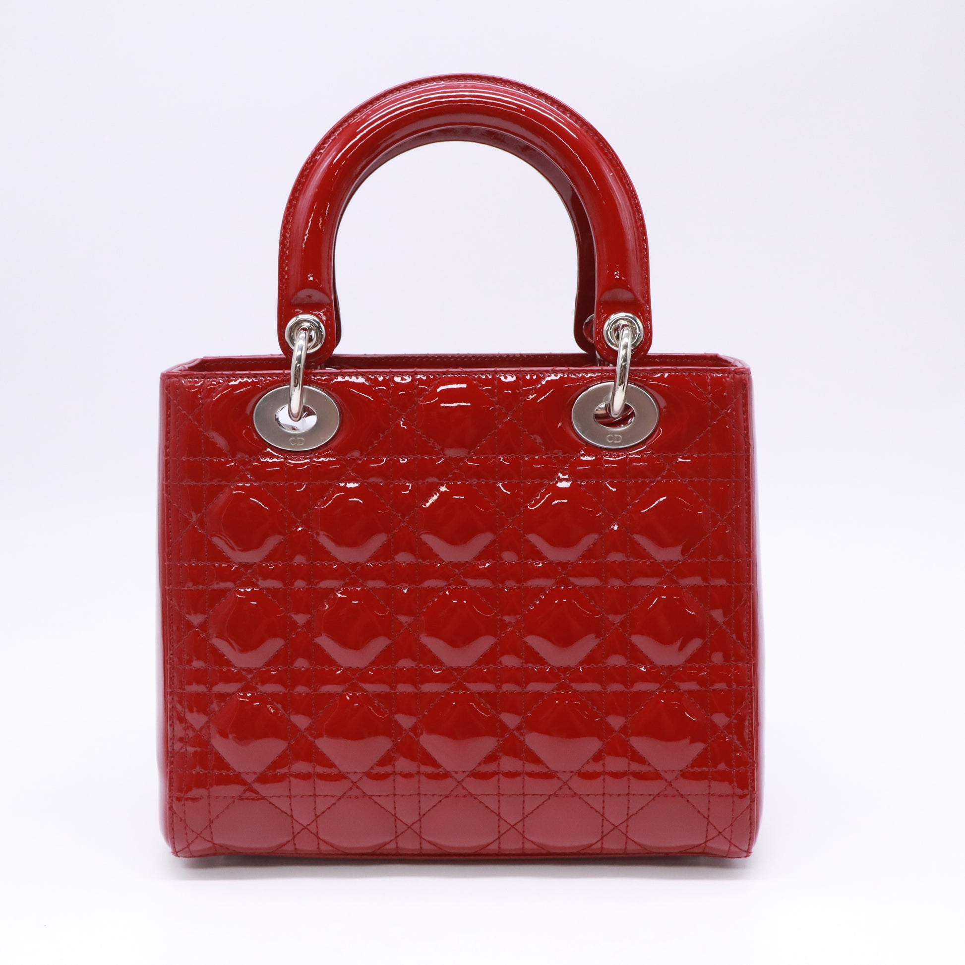 Christian Dior Medium Lady Dior Bag in Cherry Red Patent Cannage Calfskin B23218