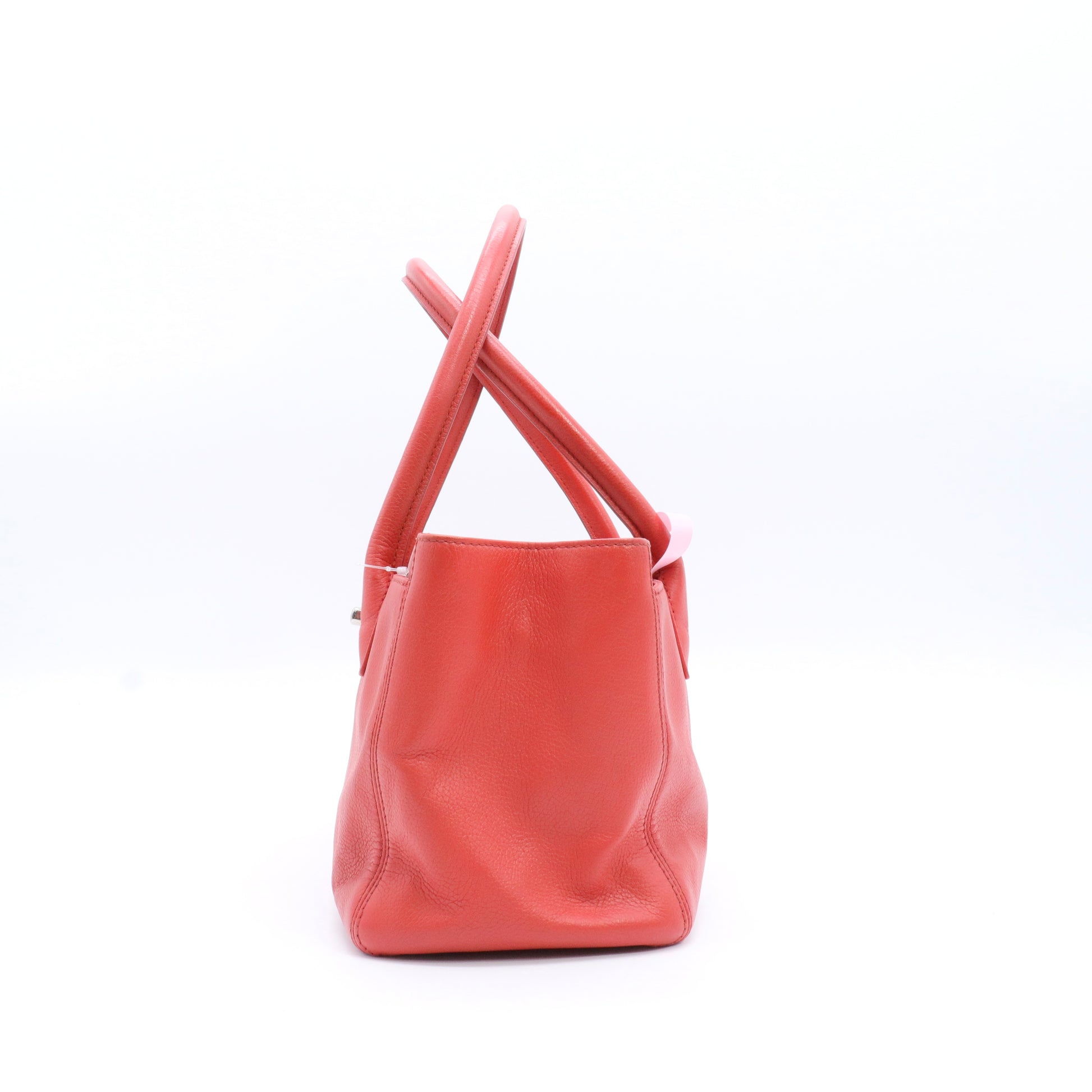 Calfskin Small Cerf Executive Shopper Tote Red twins