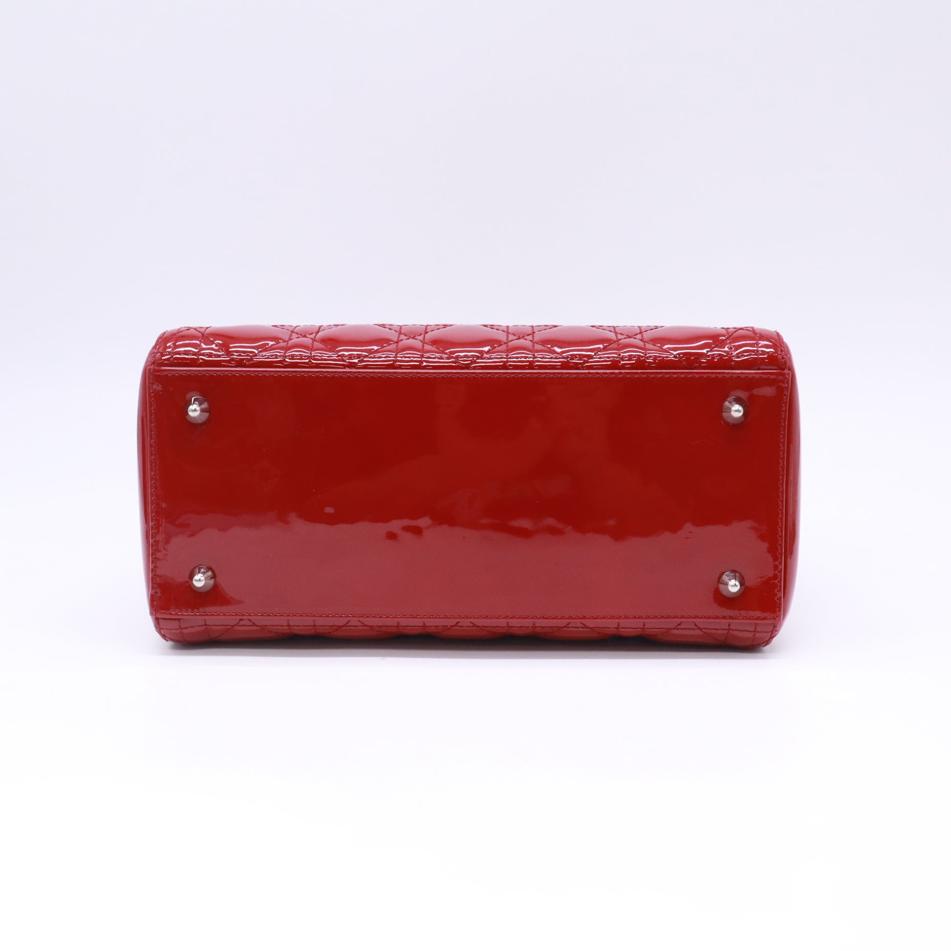 Christian Dior Medium Lady Dior Bag in Cherry Red Patent Cannage Calfskin B23218