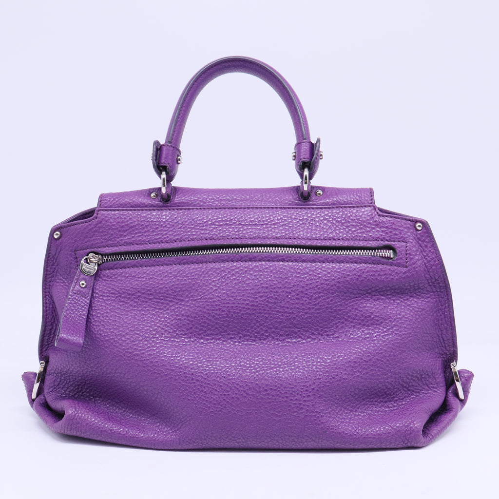 Grained Calfskin Sofia Satchel Mirtillo