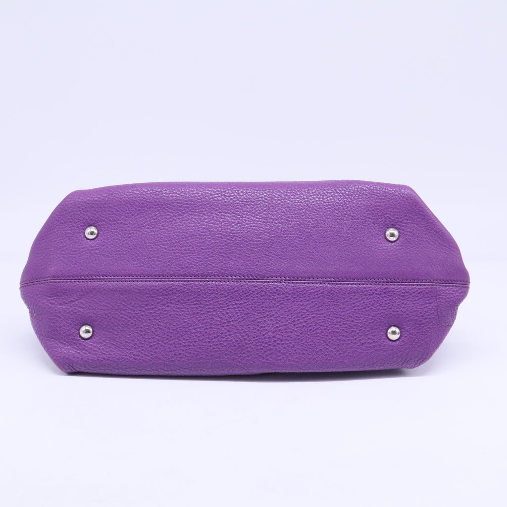Grained Calfskin Sofia Satchel Mirtillo