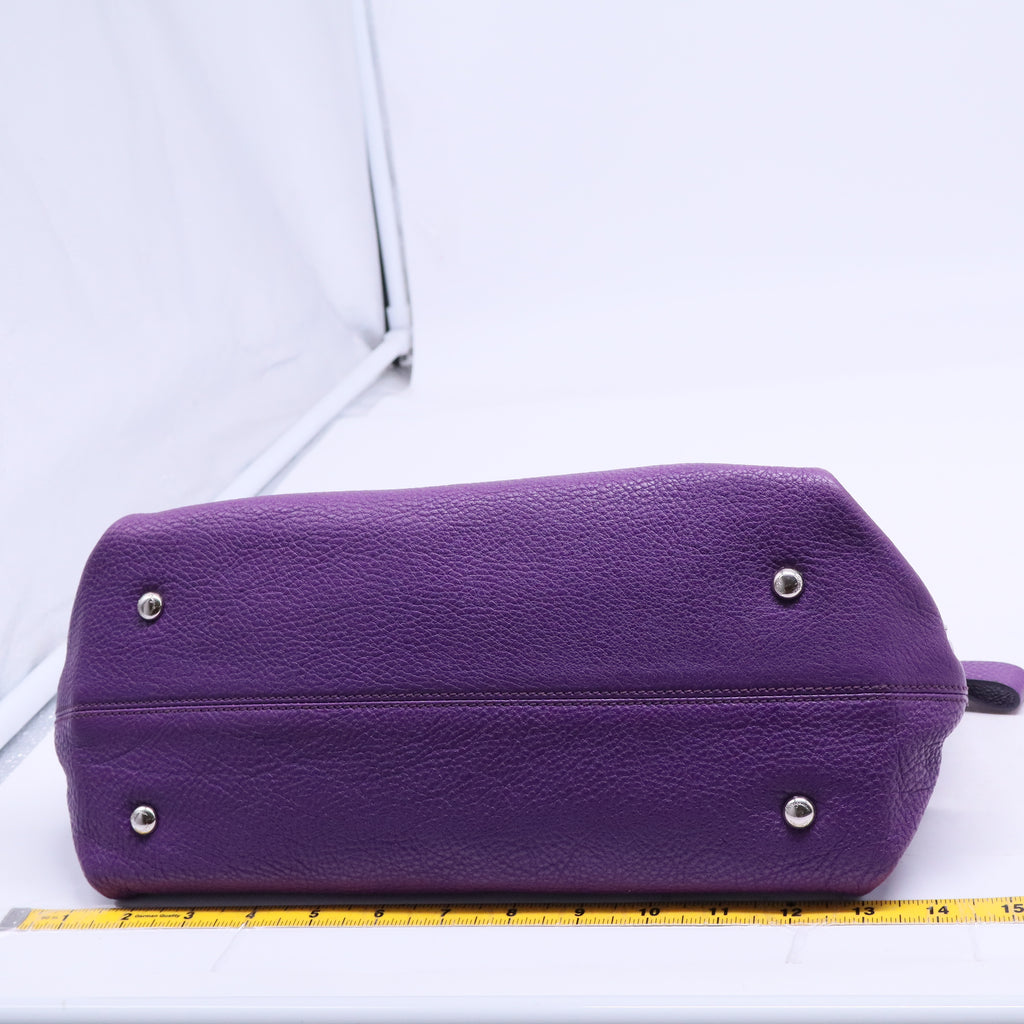 Grained Calfskin Sofia Satchel Mirtillo