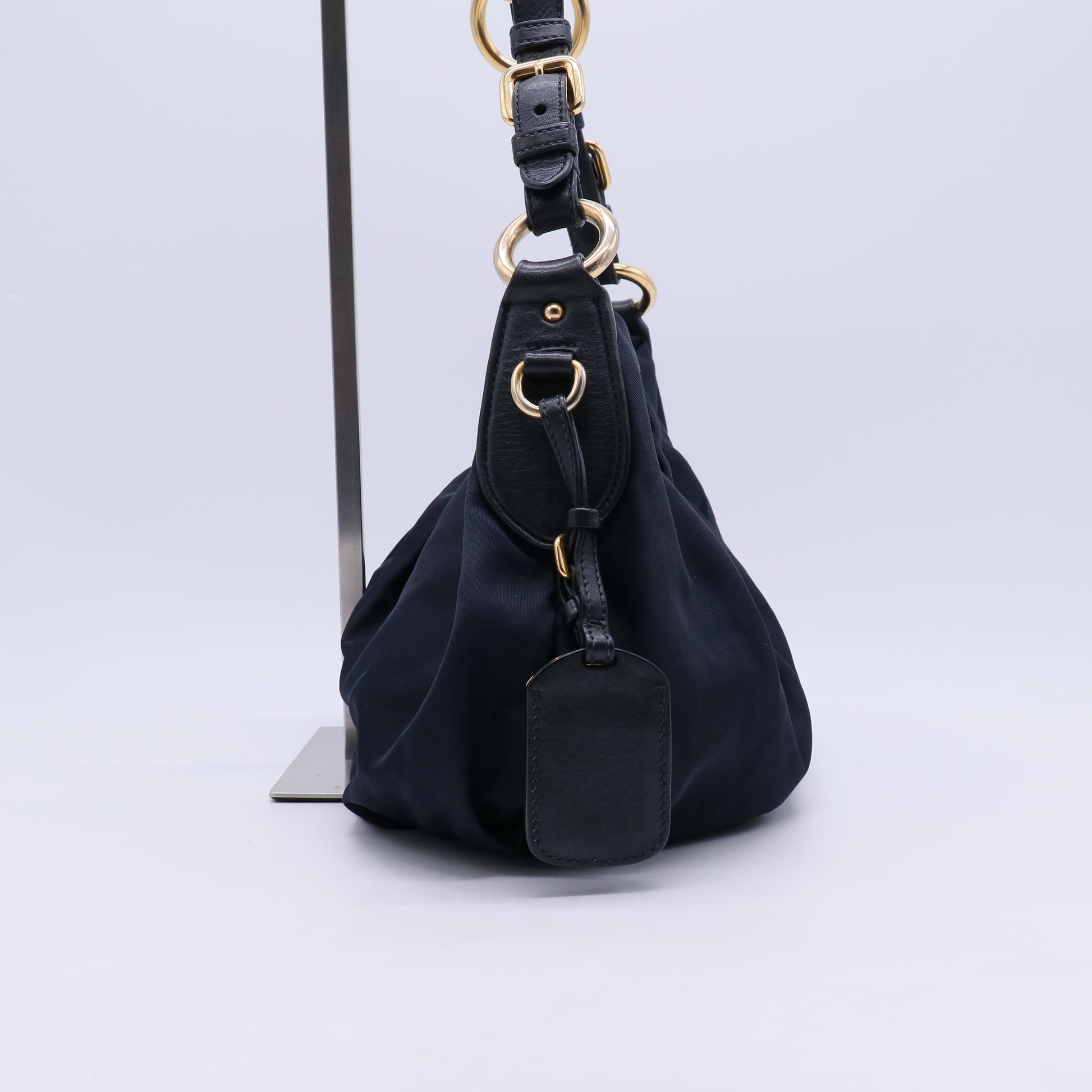 Prada Tessuto Nylon Ruched Hobo Bag B21857