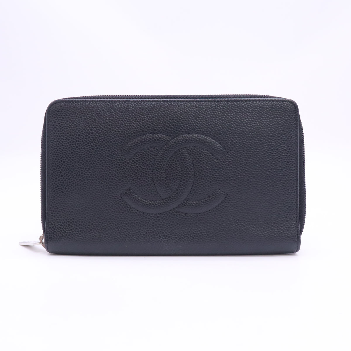 Caviar Large CC Timeless Zip Around Organizer Wallet Black W23522