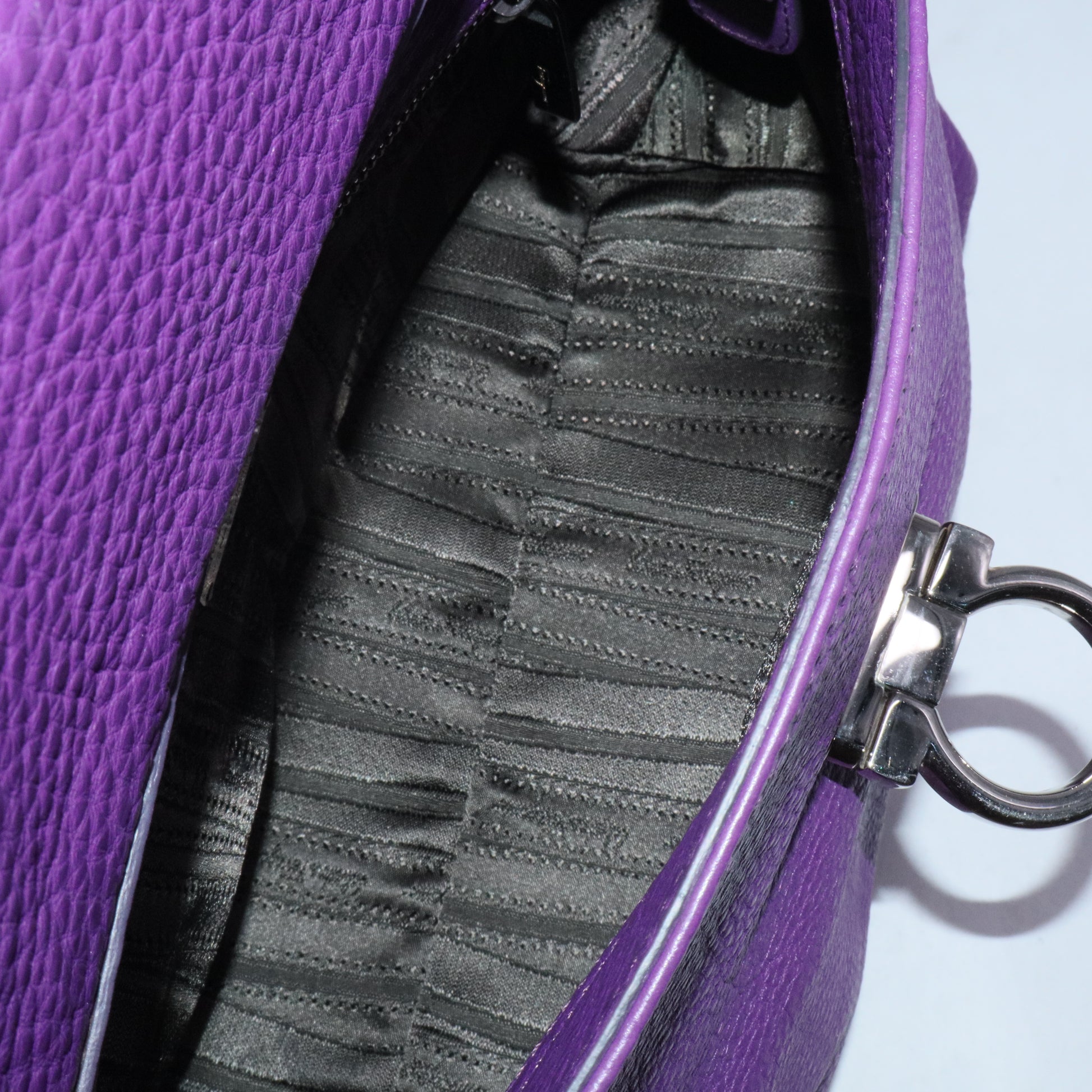 Grained Calfskin Sofia Satchel Mirtillo