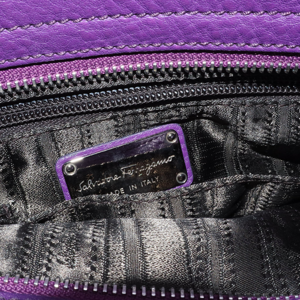 Grained Calfskin Sofia Satchel Mirtillo