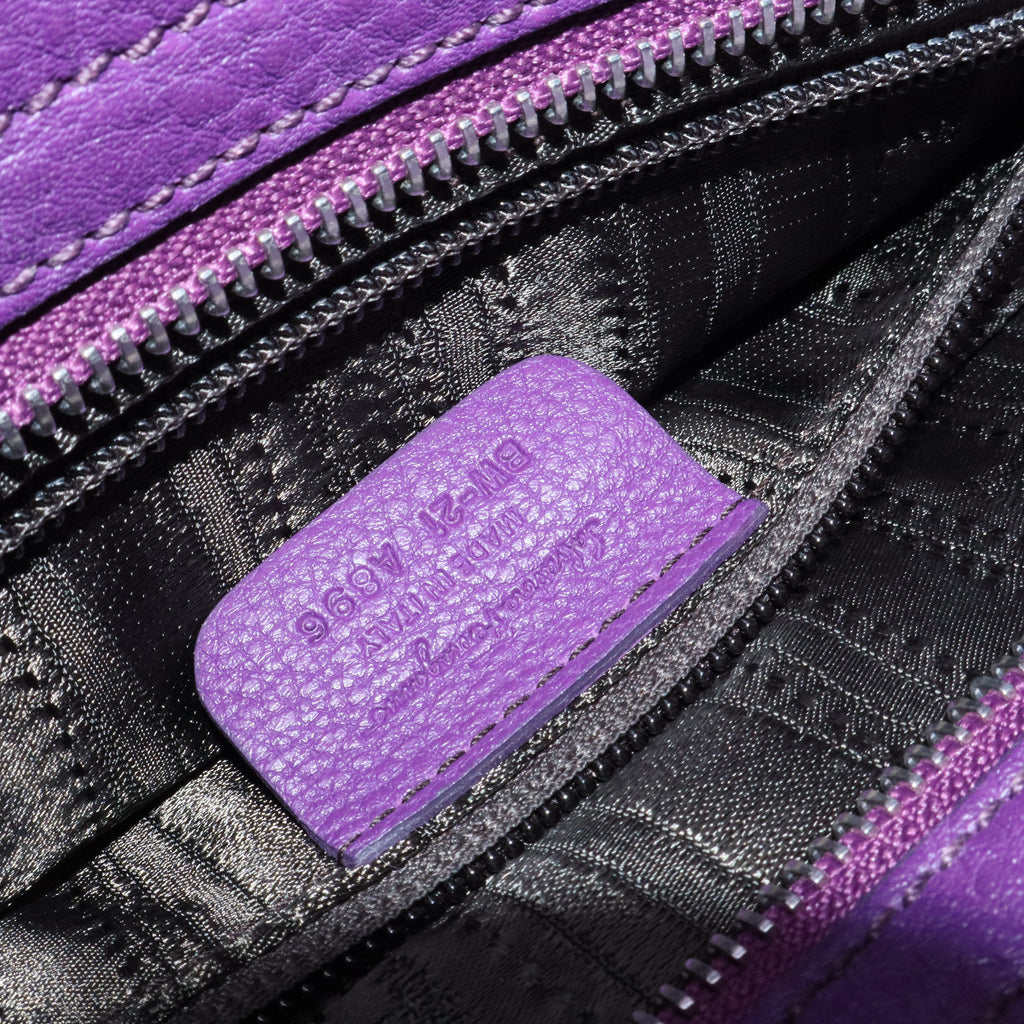 Grained Calfskin Sofia Satchel Mirtillo