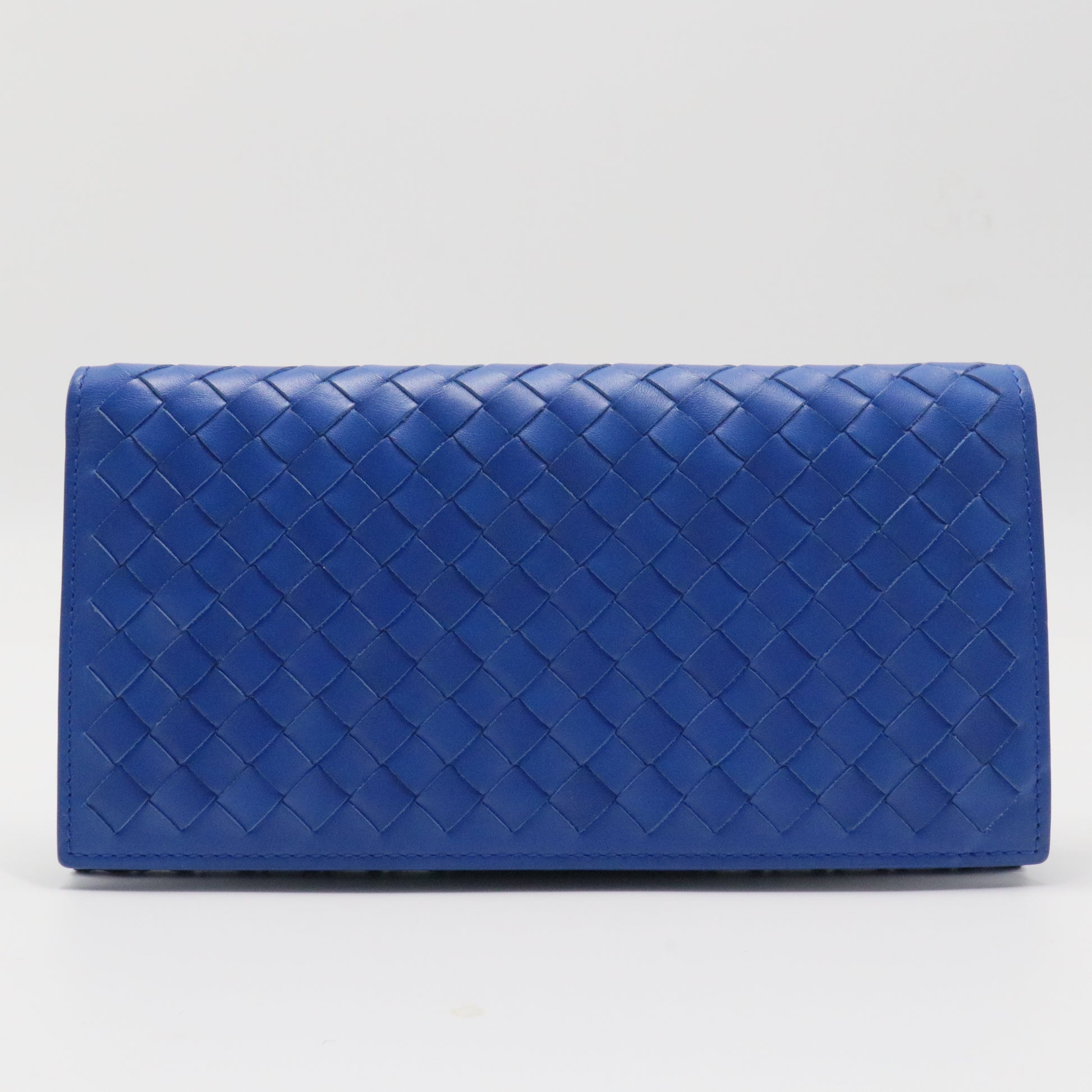 Nappa Intrecciato Continental Flap Wallet Bluette