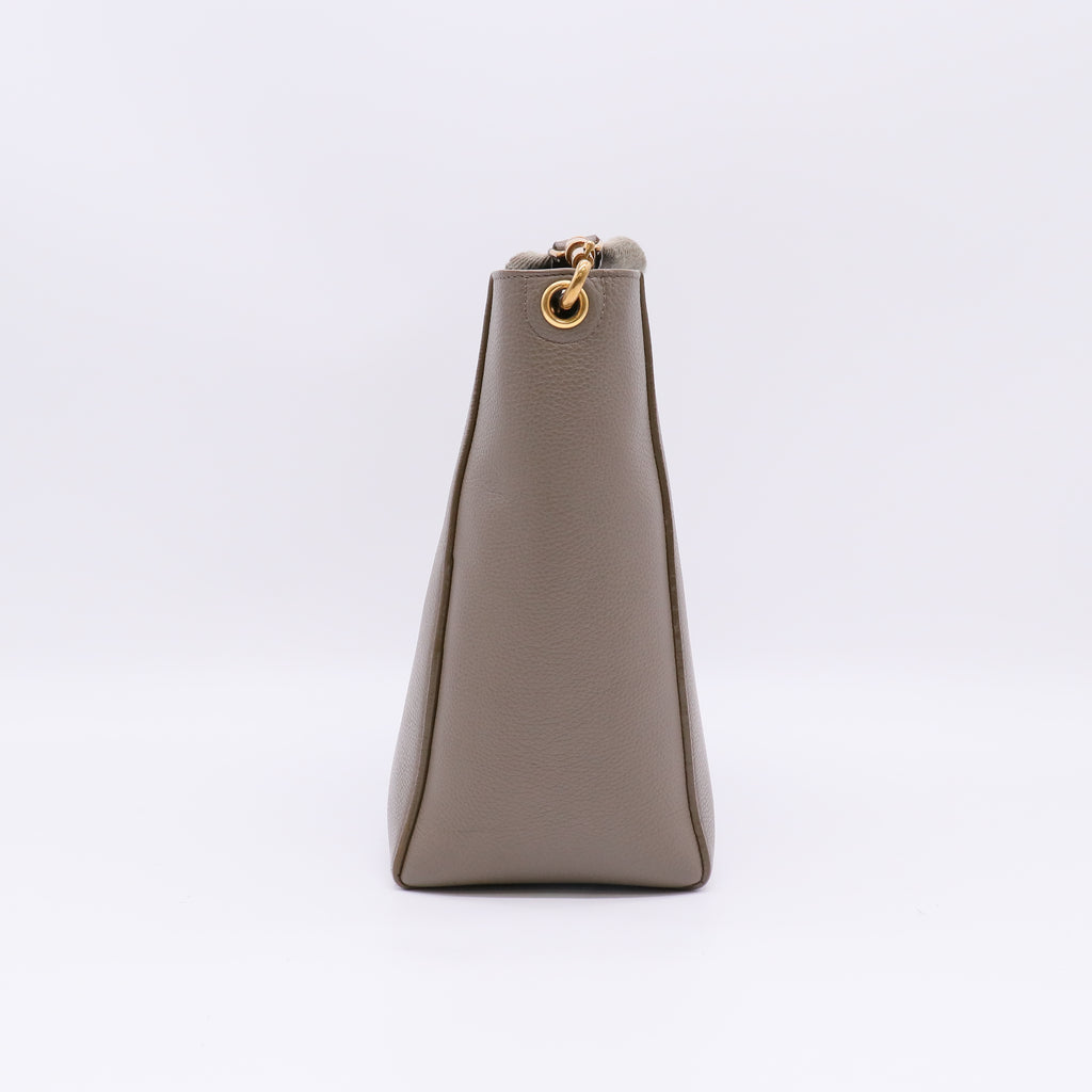 Soft Grained Calfskin Small Sangle Bucket Bag Taupe B23097