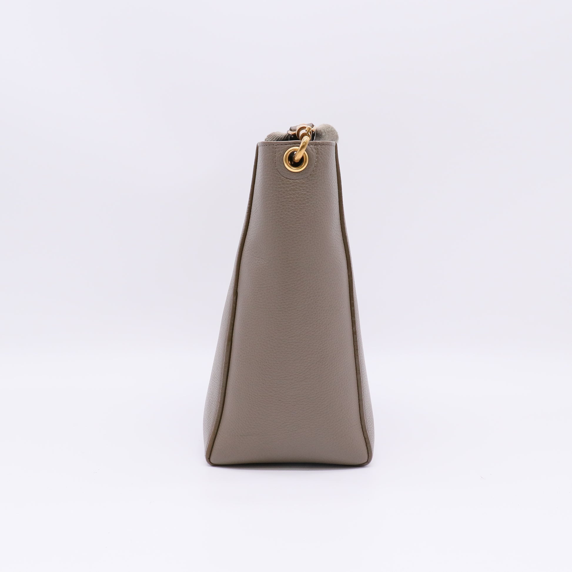 Soft Grained Calfskin Small Sangle Bucket Bag Taupe B23097
