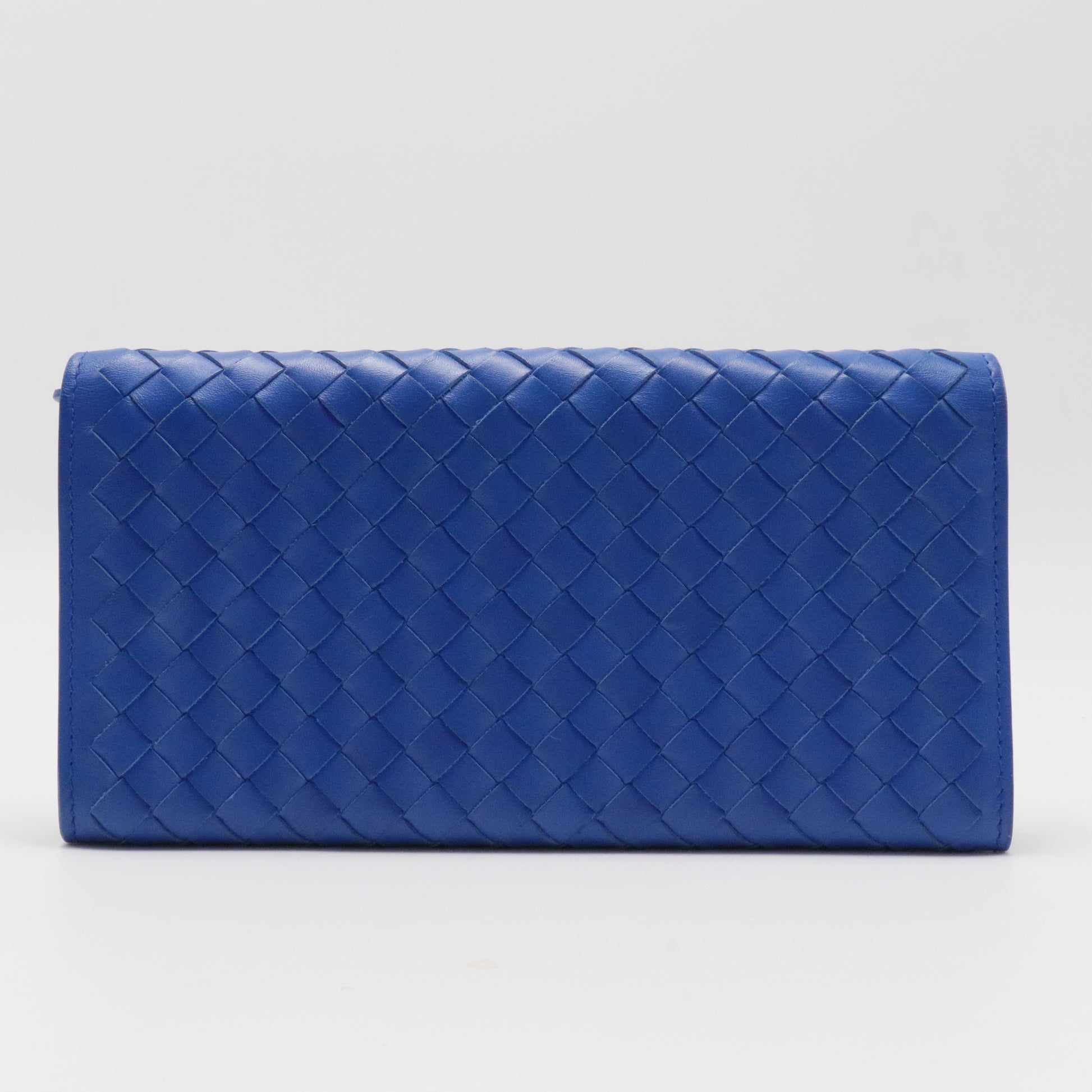 Nappa Intrecciato Continental Flap Wallet Bluette