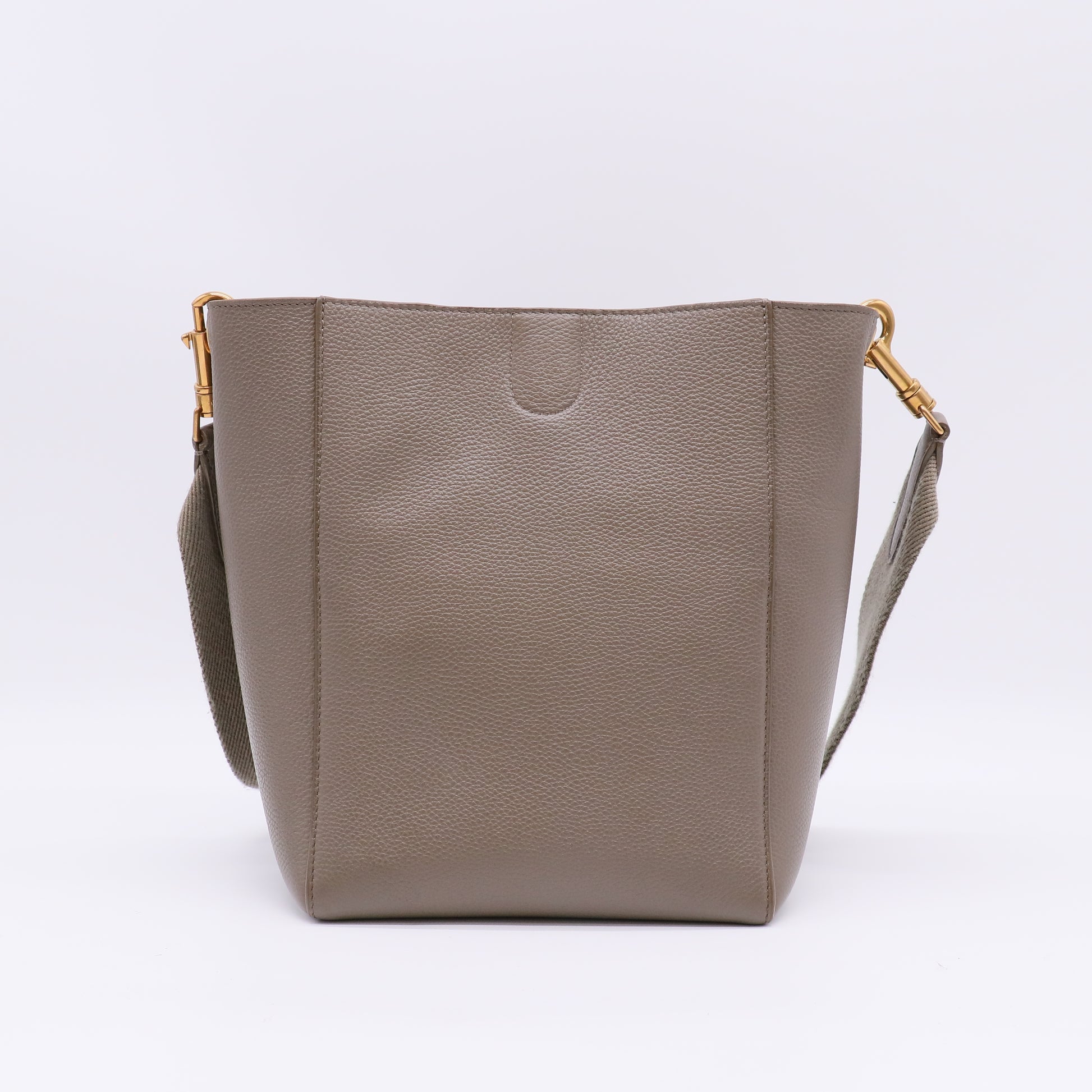 Soft Grained Calfskin Small Sangle Bucket Bag Taupe B23097