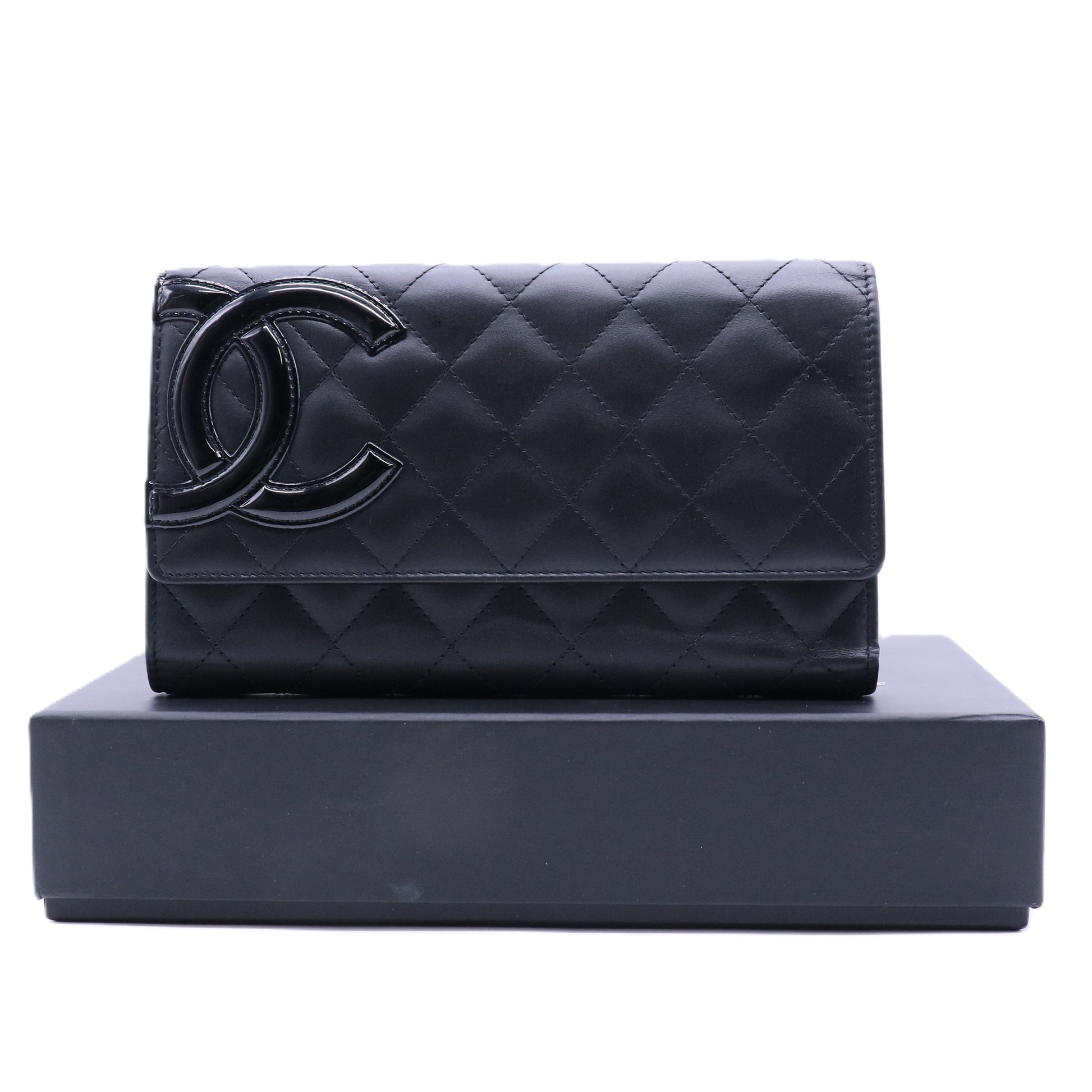 Black Quilted Leather Cambon Ligne Wallet