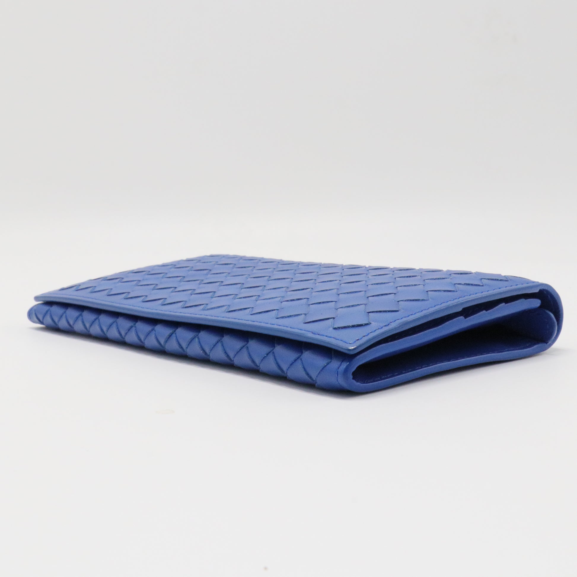 Nappa Intrecciato Continental Flap Wallet Bluette