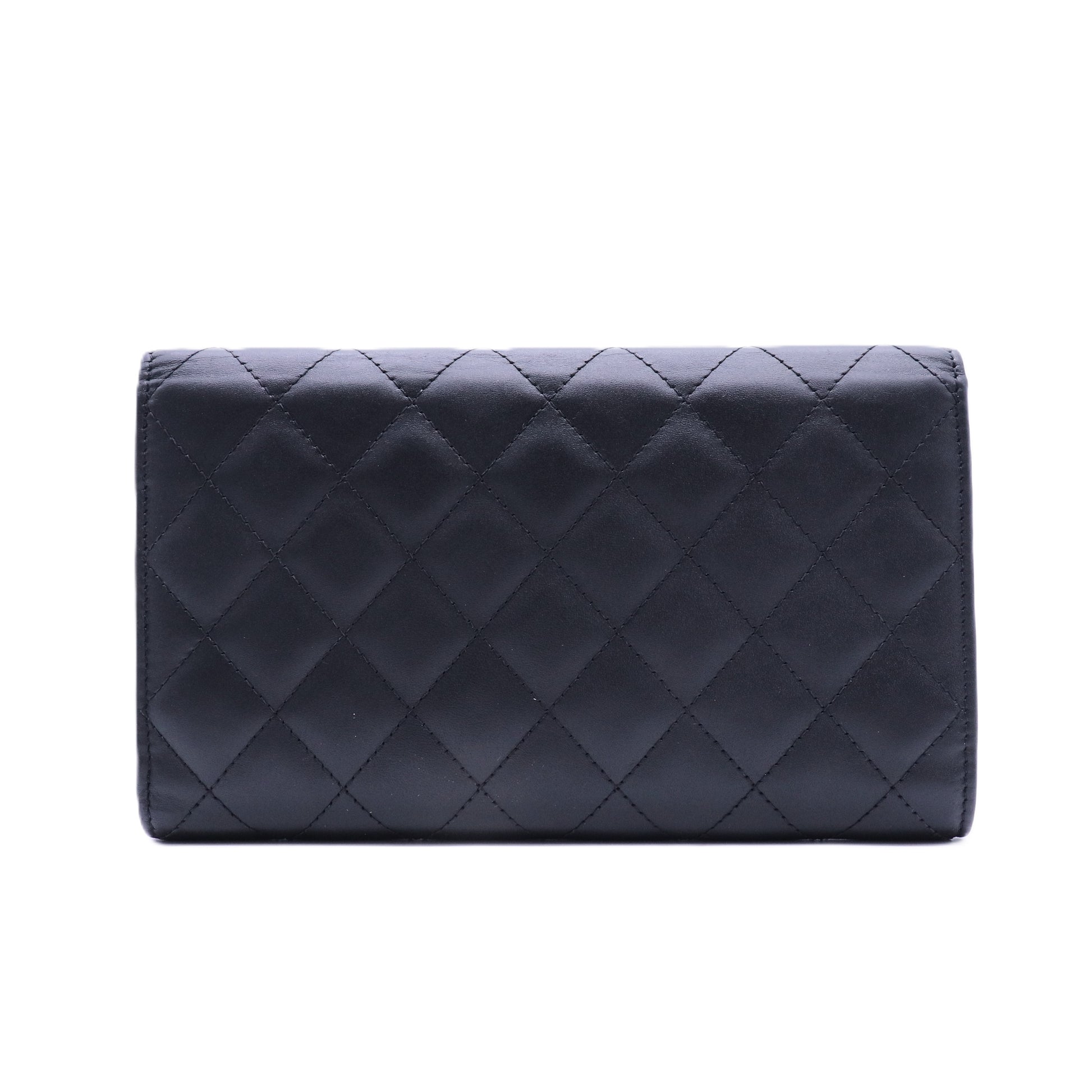 Black Quilted Leather Cambon Ligne Wallet
