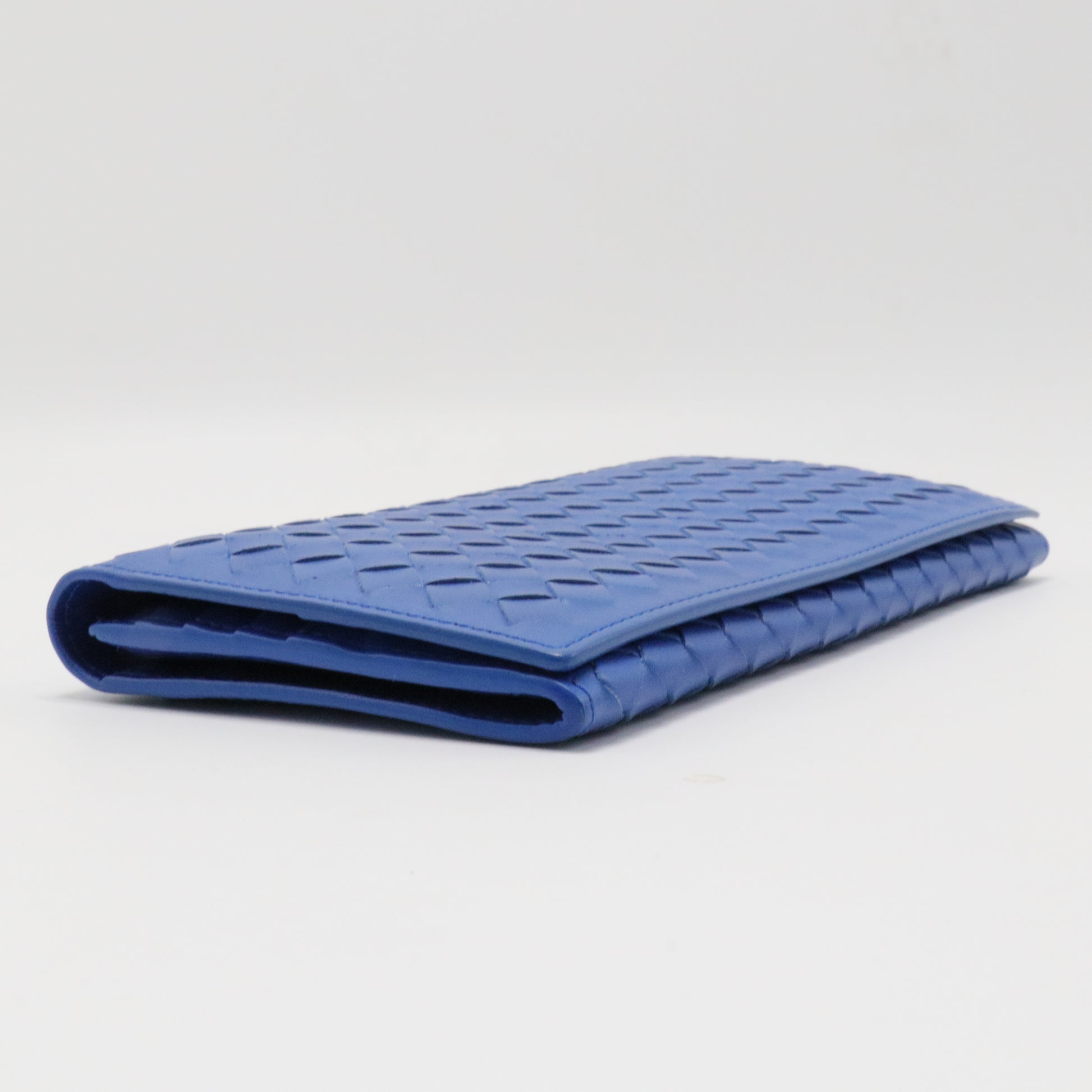 Nappa Intrecciato Continental Flap Wallet Bluette