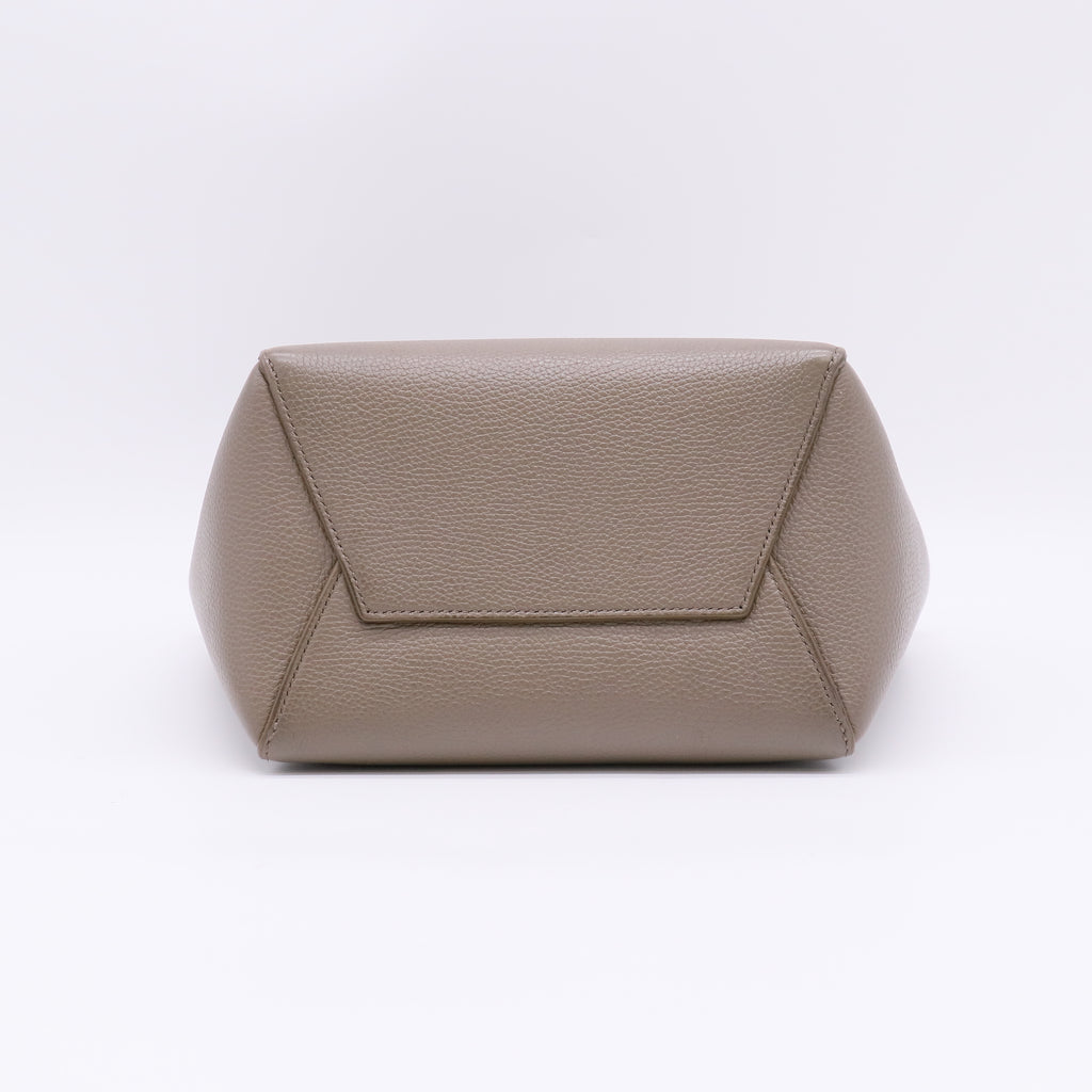 Soft Grained Calfskin Small Sangle Bucket Bag Taupe B23097
