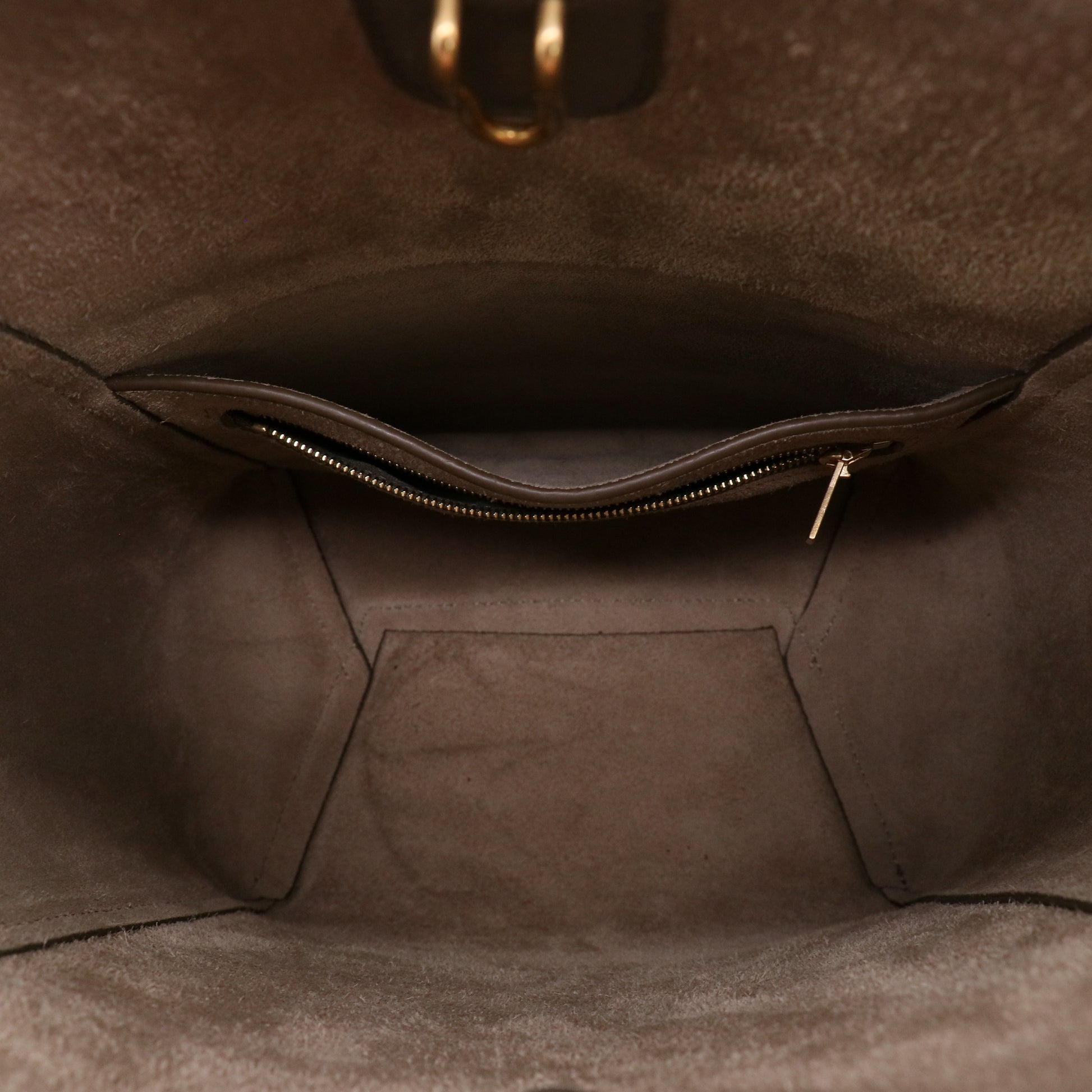 Soft Grained Calfskin Small Sangle Bucket Bag Taupe B23097