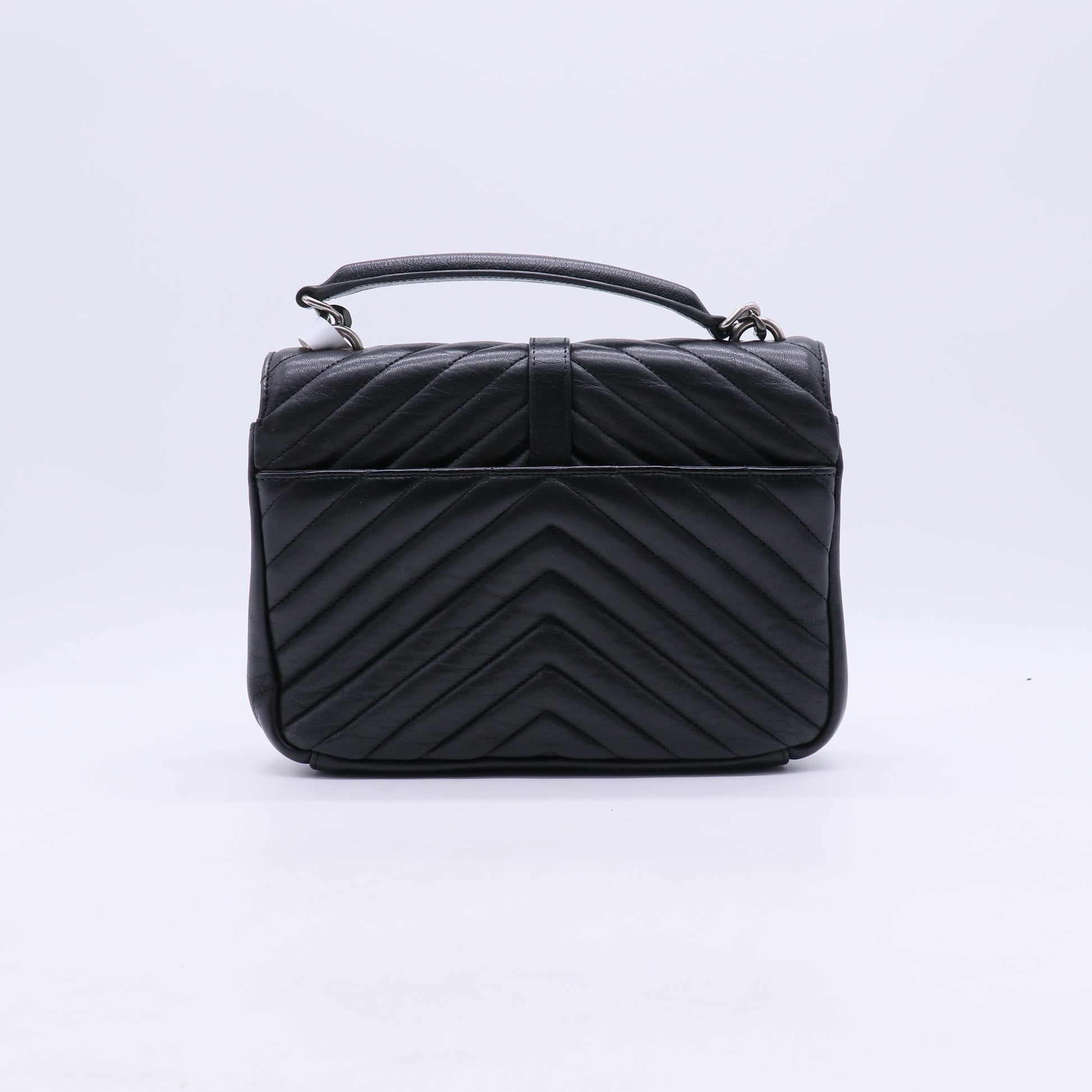 Saint Laurent Sheepskin Matelasse Chevron Patchwork Monogram Medium College Bag B21497