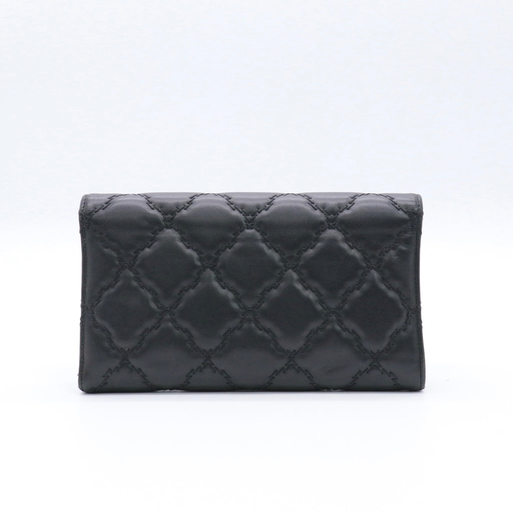 Calfskin Double Stitch Hamptons Wallet Black twins