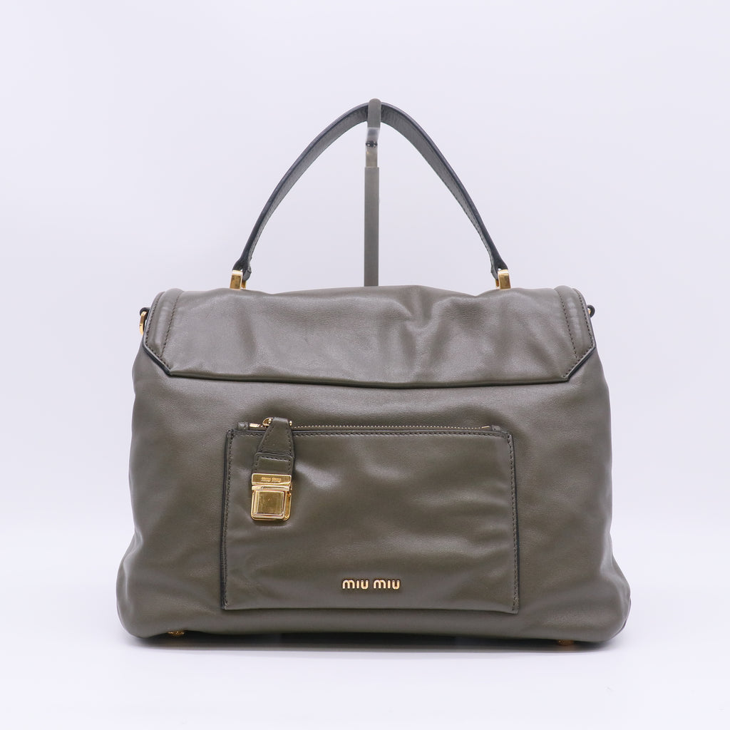 Soft Vitello Leather Top Handle Bag B23633