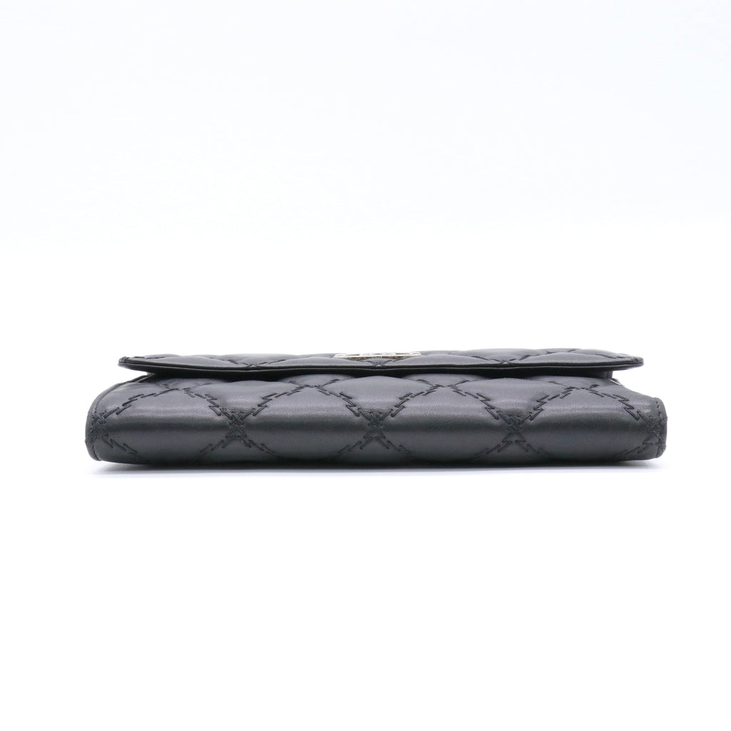 Calfskin Double Stitch Hamptons Wallet Black twins