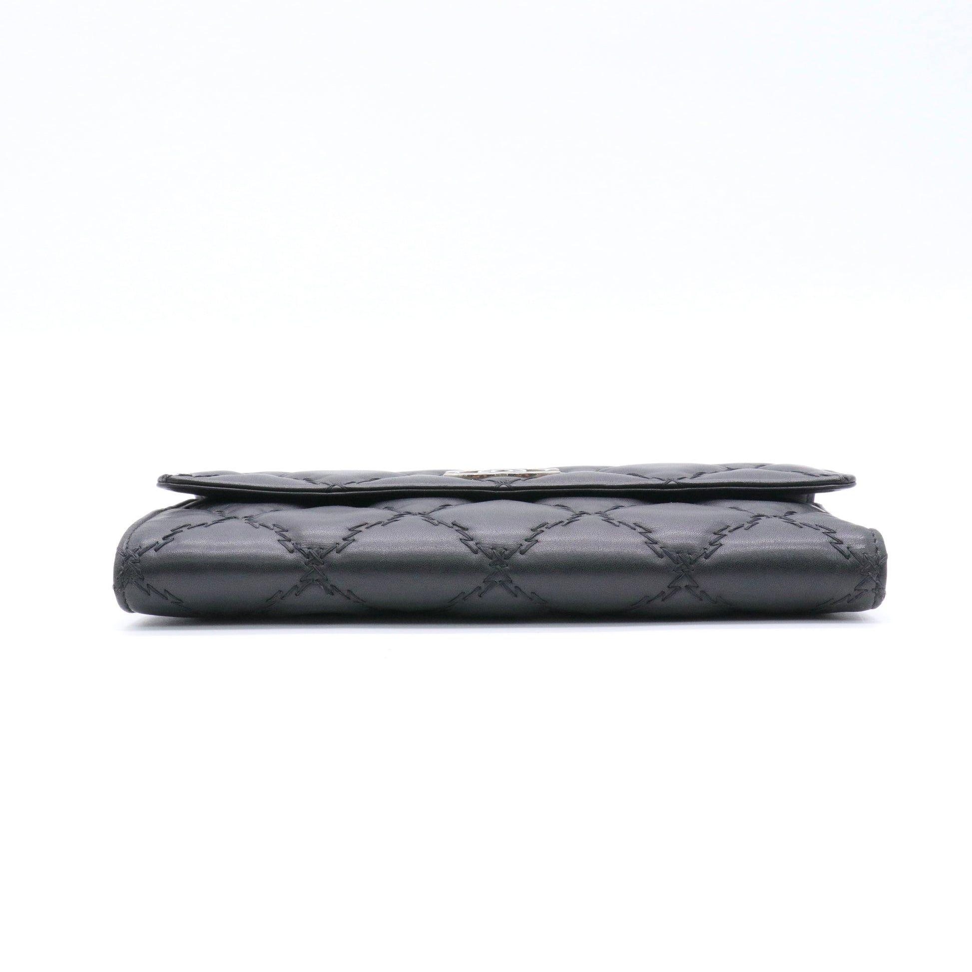 Calfskin Double Stitch Hamptons Wallet Black twins