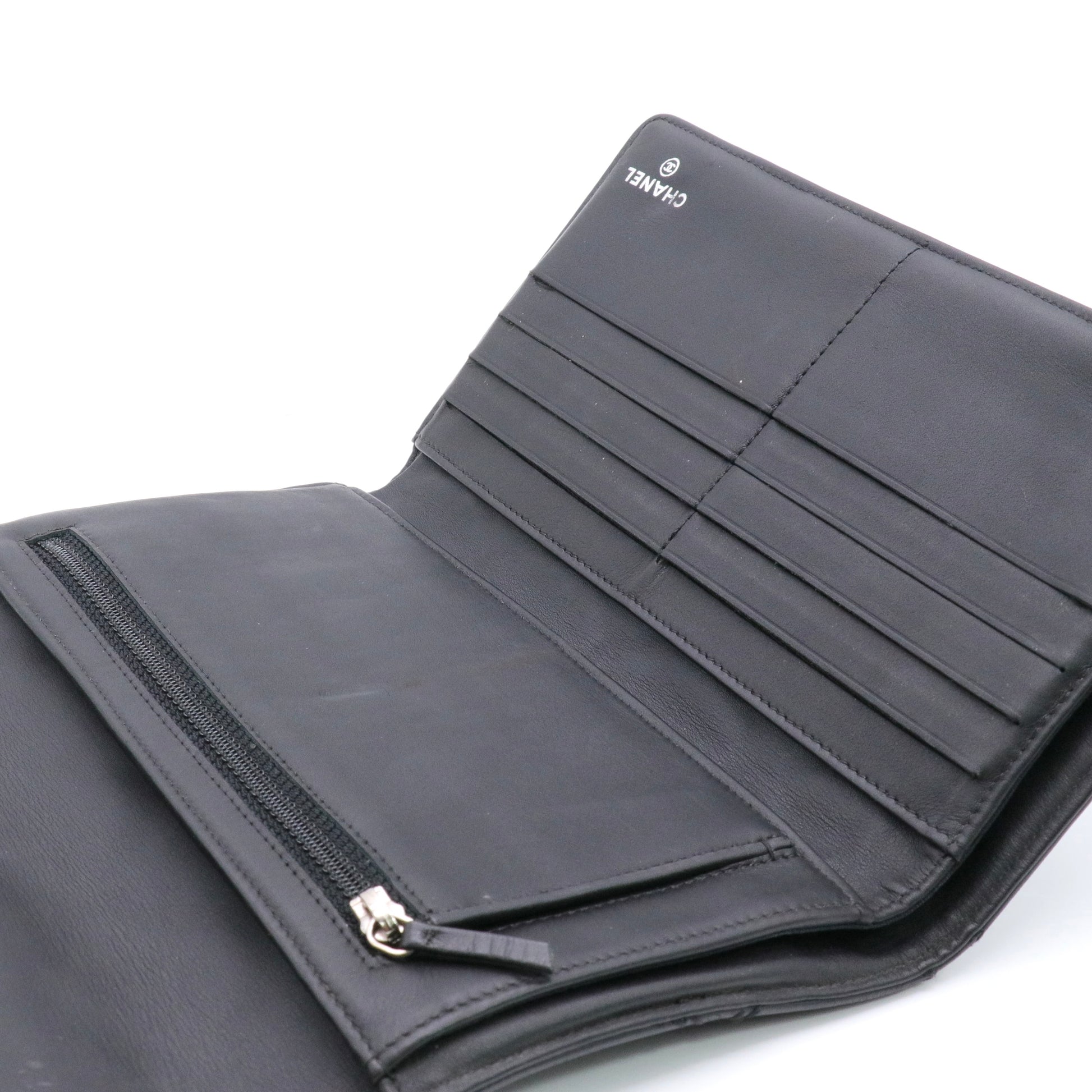 Calfskin Double Stitch Hamptons Wallet Black twins