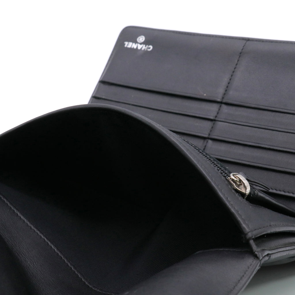 Calfskin Double Stitch Hamptons Wallet Black twins