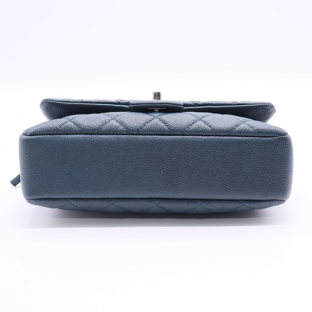 Chanel Blue Quilted Caviar Leather Classic Medium Double Flap Bag LDJ2655 twins
