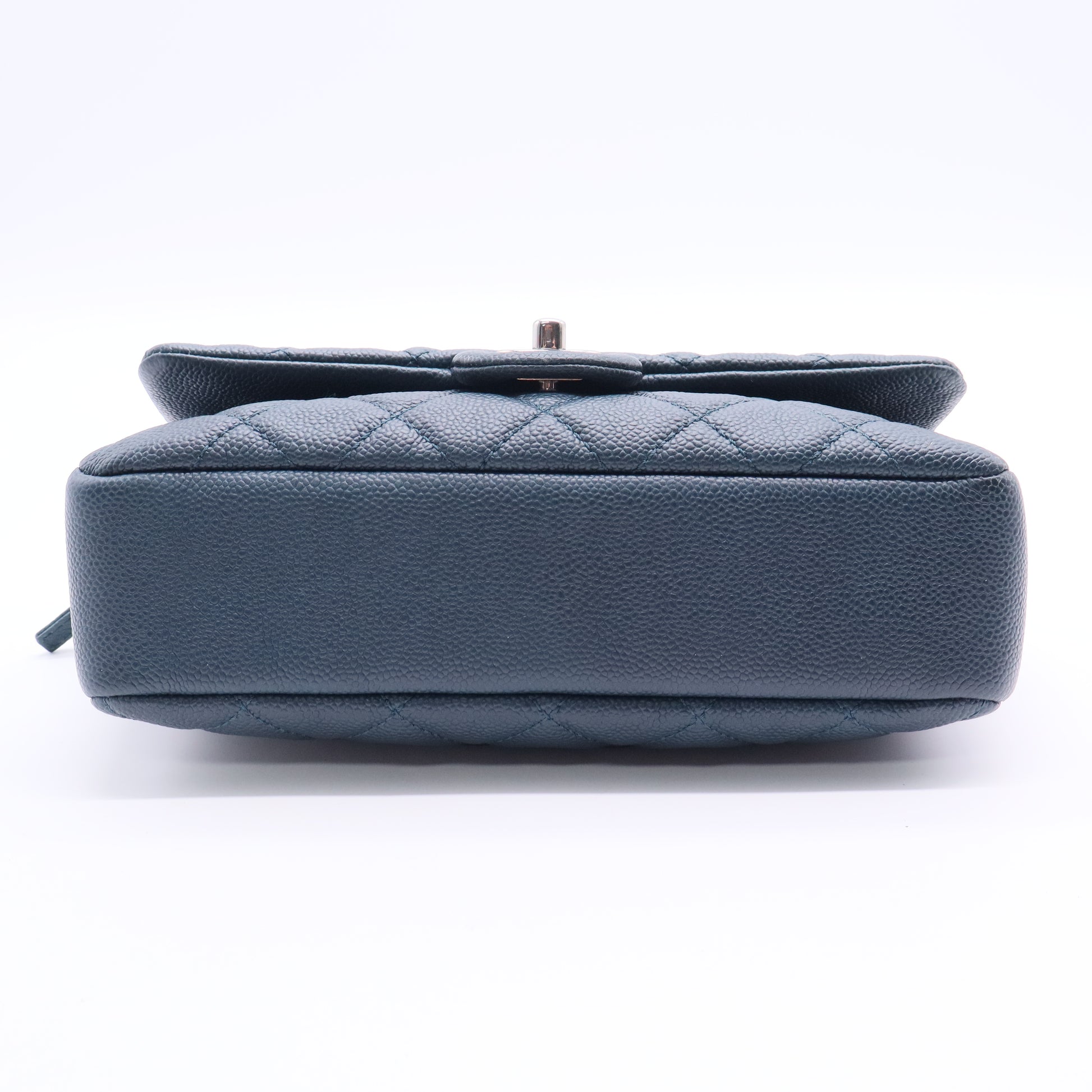 Chanel Blue Quilted Caviar Leather Classic Medium Double Flap Bag LDJ2655 twins
