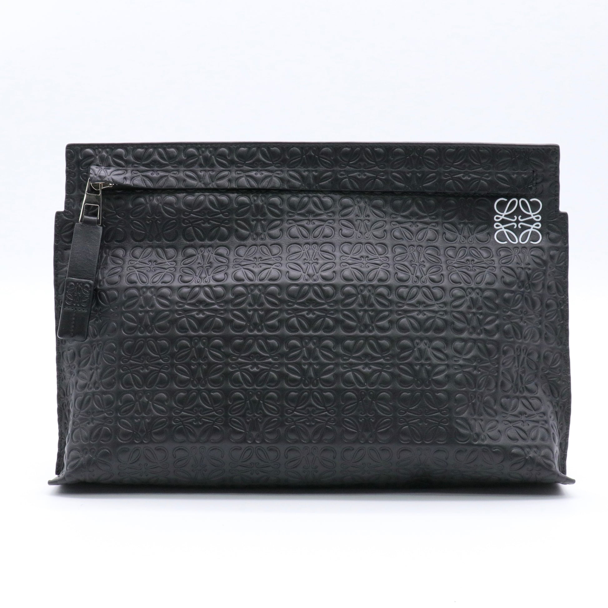Calfskin Embossed Repeat T Pouch Black twins