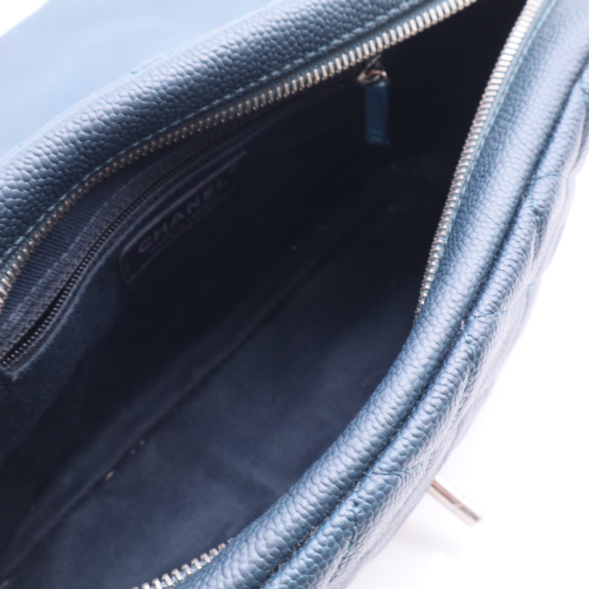 Chanel Blue Quilted Caviar Leather Classic Medium Double Flap Bag LDJ2655 twins