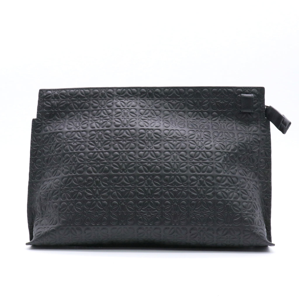 Calfskin Embossed Repeat T Pouch Black twins